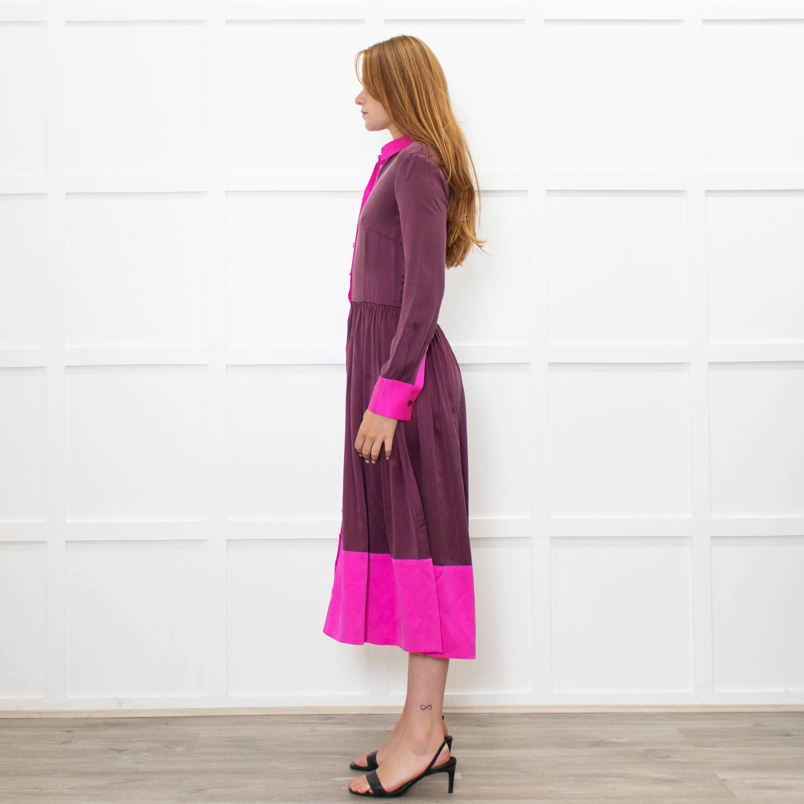 House of Holland Pink And Burgandy Silk Dress - Image 4