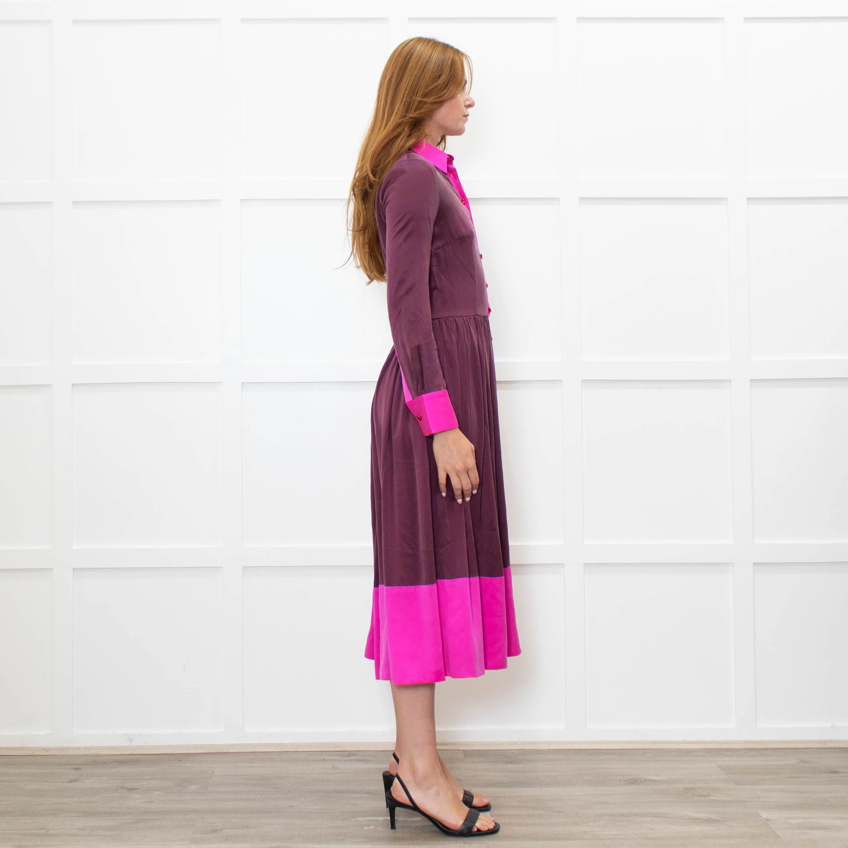 House of Holland Pink And Burgandy Silk Dress - Image 6