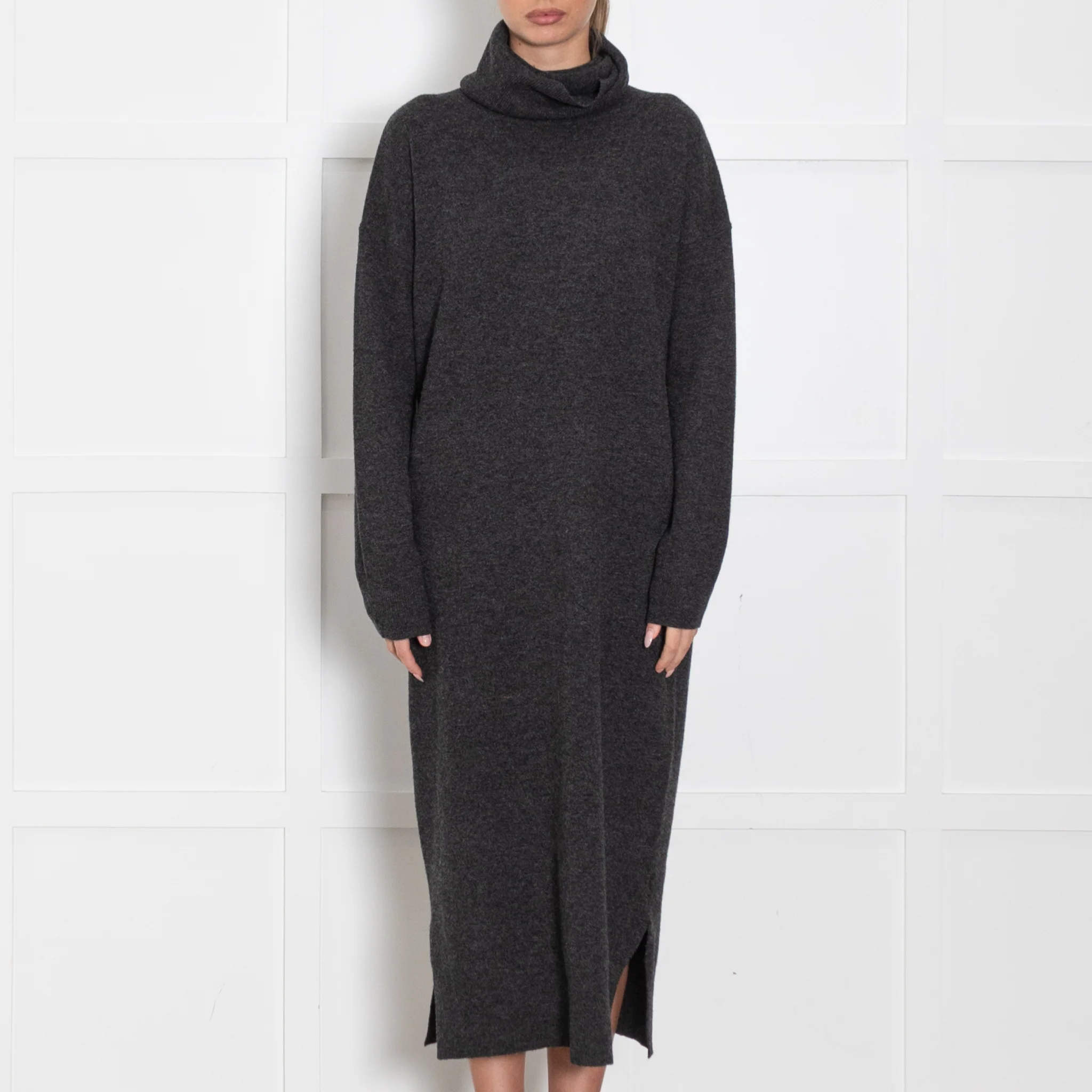 HUSH Dark Grey Roll Neck Jumper Dress - Image 2