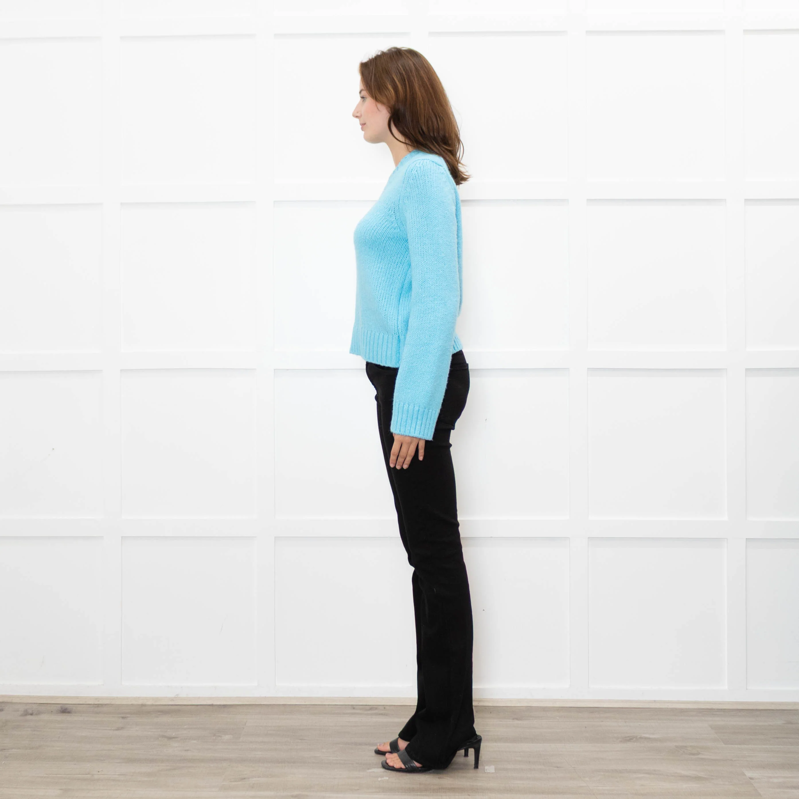 Hush Turquoise Chunky Knit V Neck Jumper - Image 4