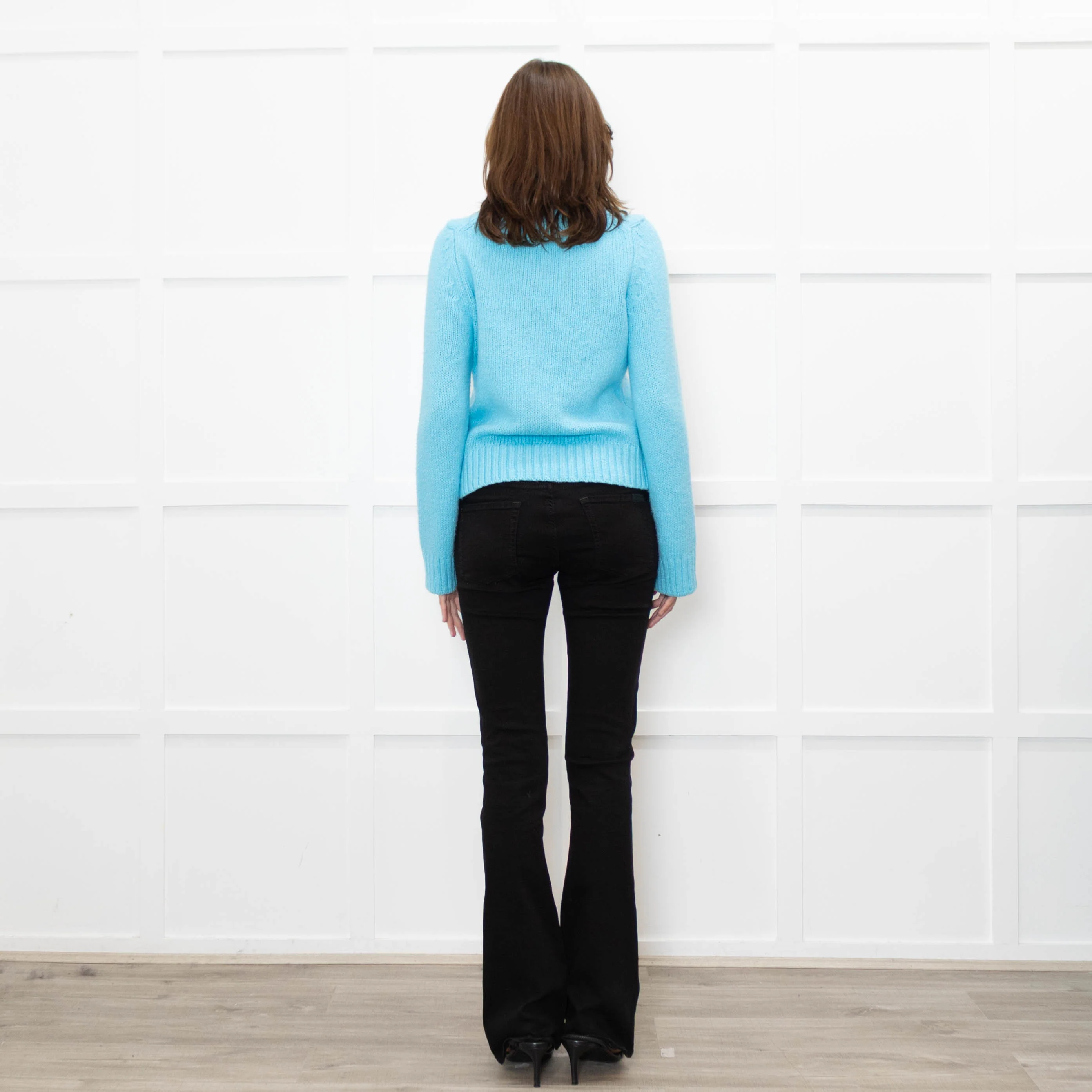 Hush Turquoise Chunky Knit V Neck Jumper - Image 5