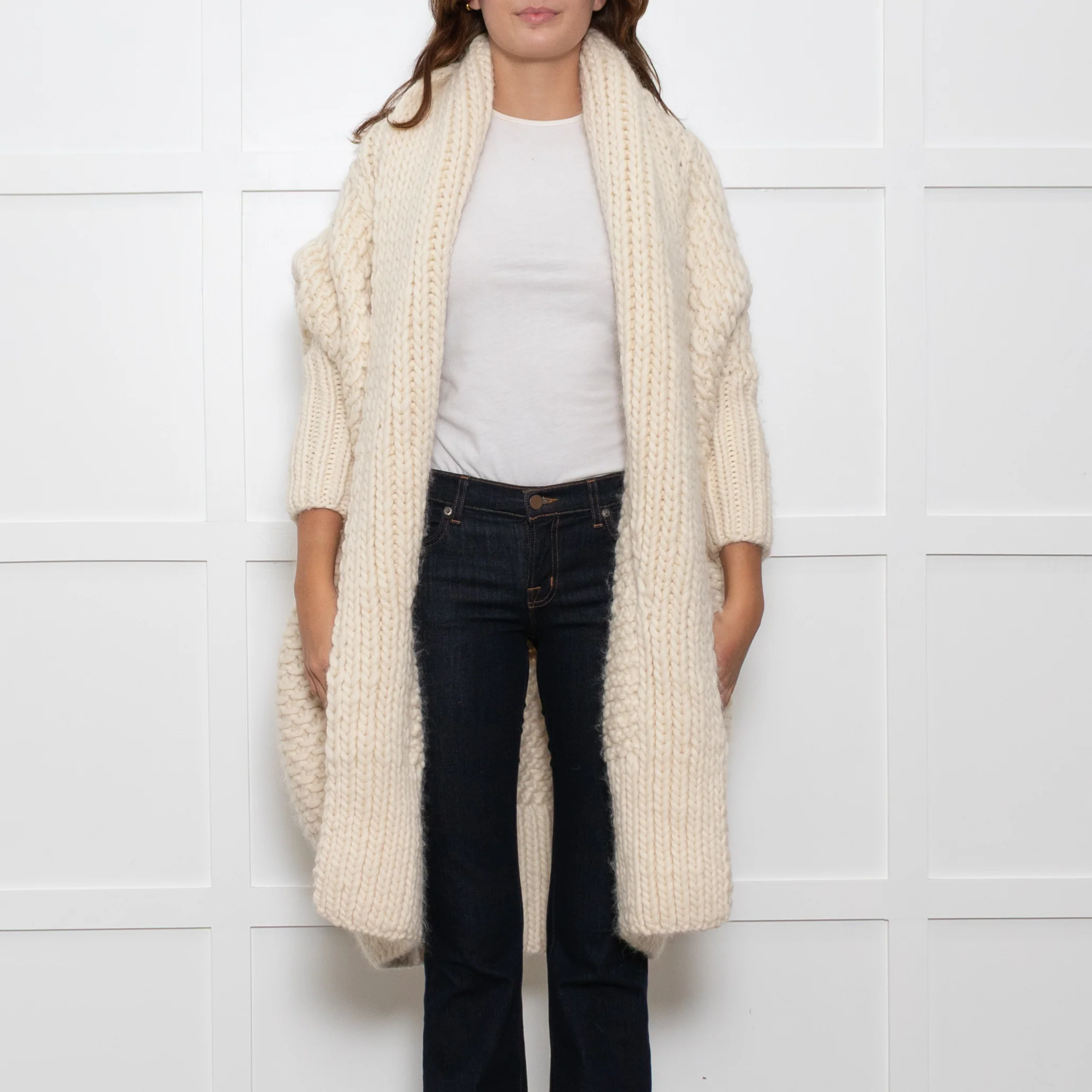 I Love Mr Mittens Cream Chunky Knit Long Cardigan - Image 2