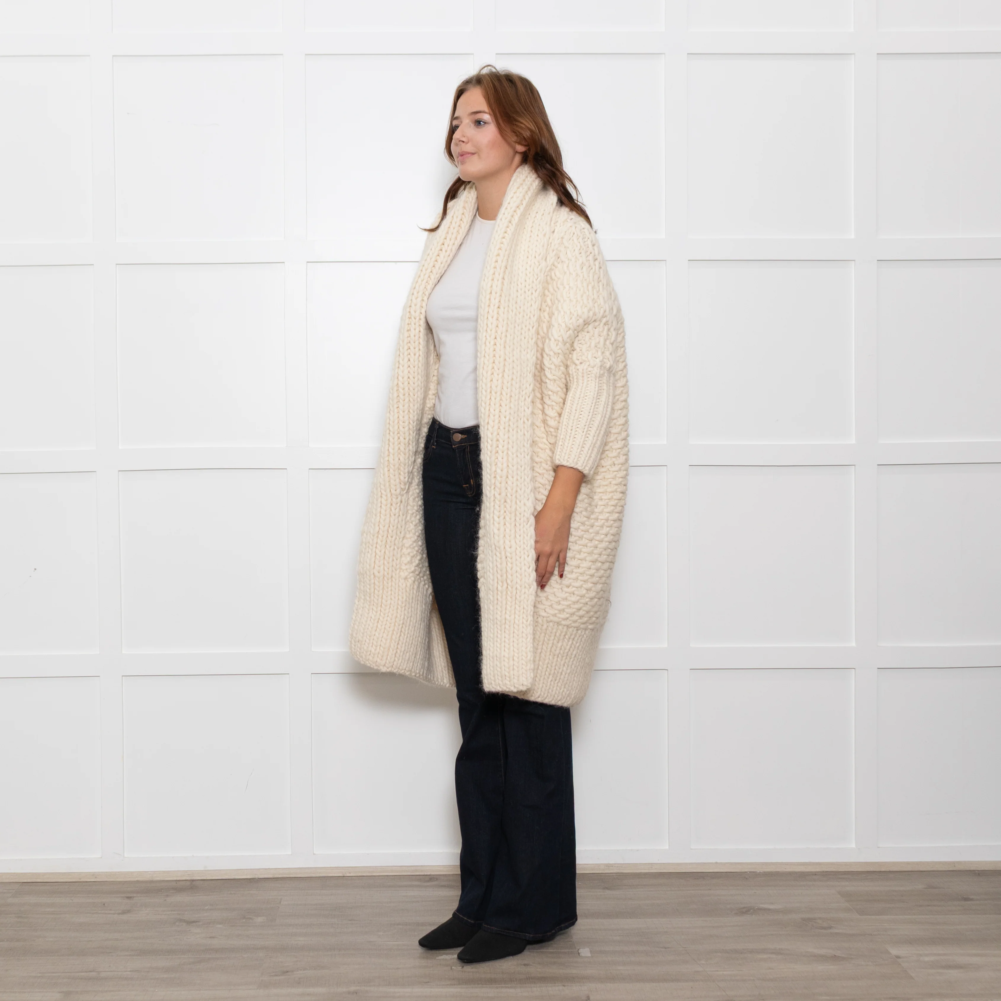 I Love Mr Mittens Cream Chunky Knit Long Cardigan - Image 3