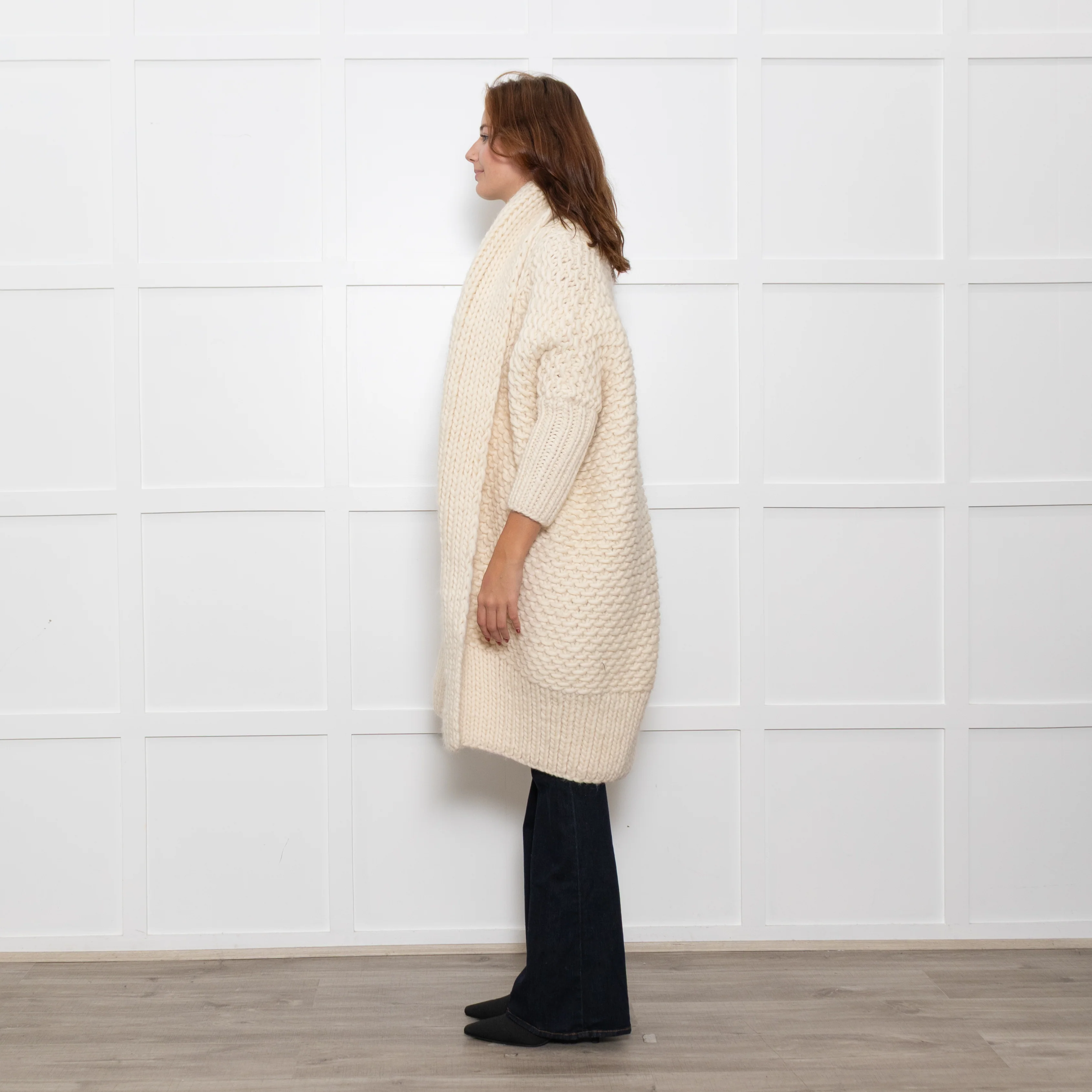 I Love Mr Mittens Cream Chunky Knit Long Cardigan - Image 4