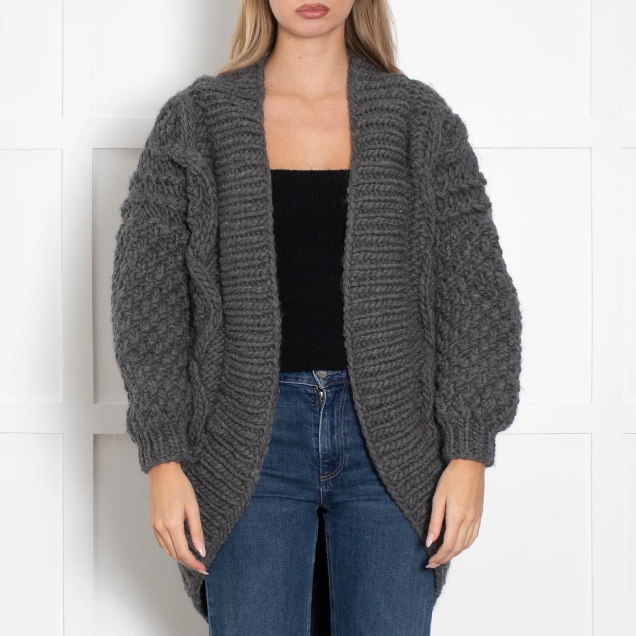 I Love Mr Mittens Grey Chunky Wool Cardigan - Image 2