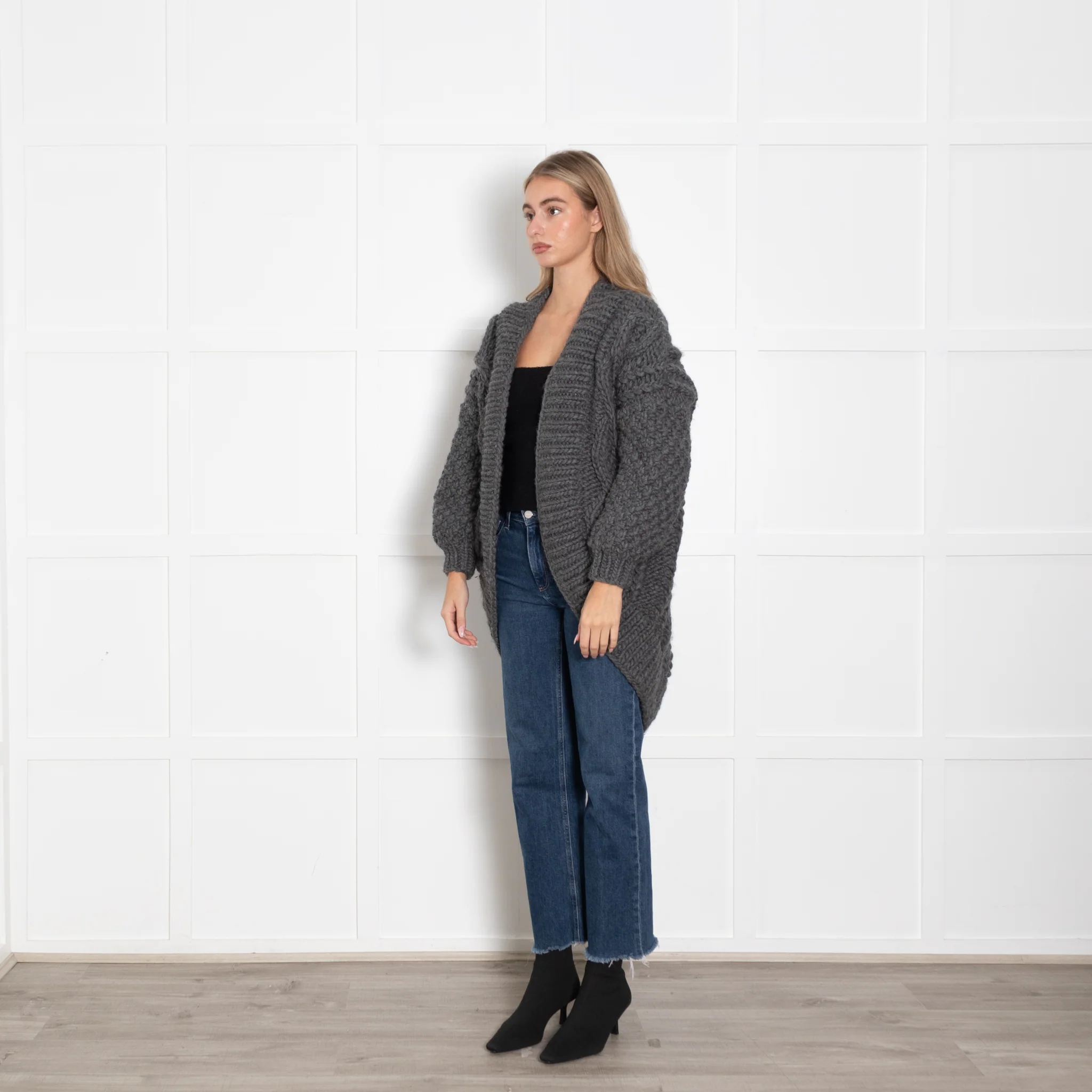I Love Mr Mittens Grey Chunky Wool Cardigan - Image 3