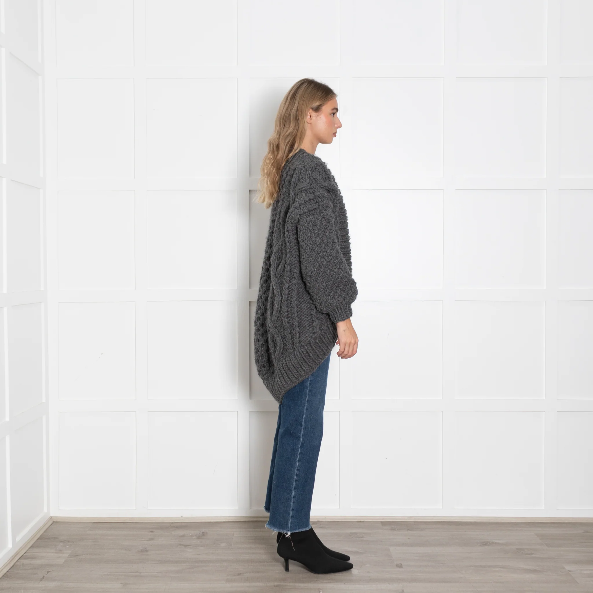 I Love Mr Mittens Grey Chunky Wool Cardigan - Image 6