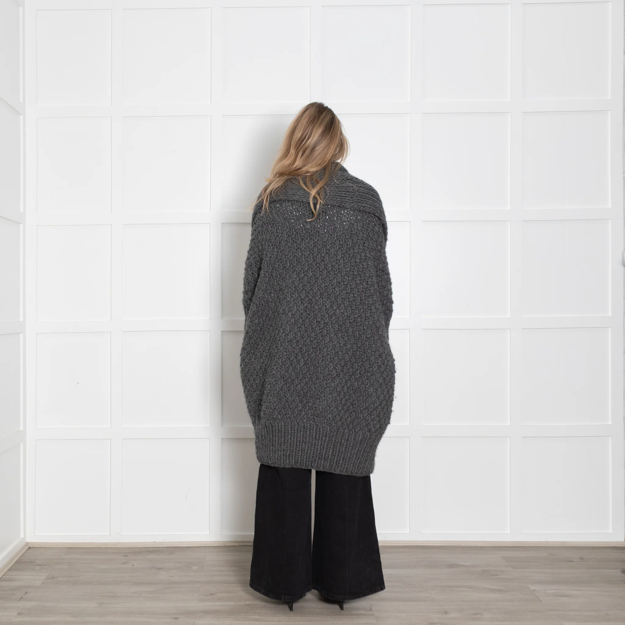 I Love Mr Mittens Grey Super Chunky Long Wool Cardigan - Image 5