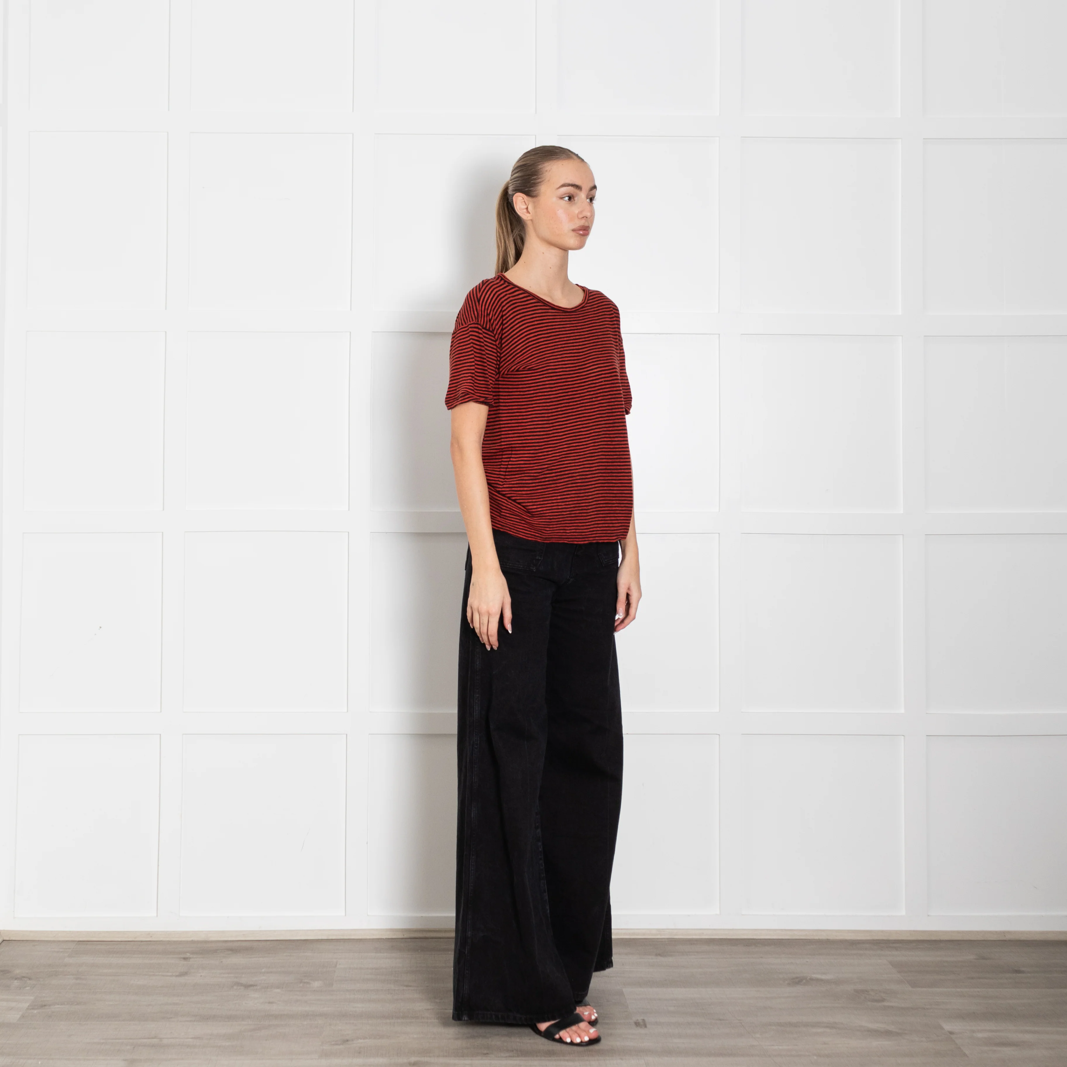 Isabel Marant Etoile Red & Black Striped Short Sleeve Top - Image 7