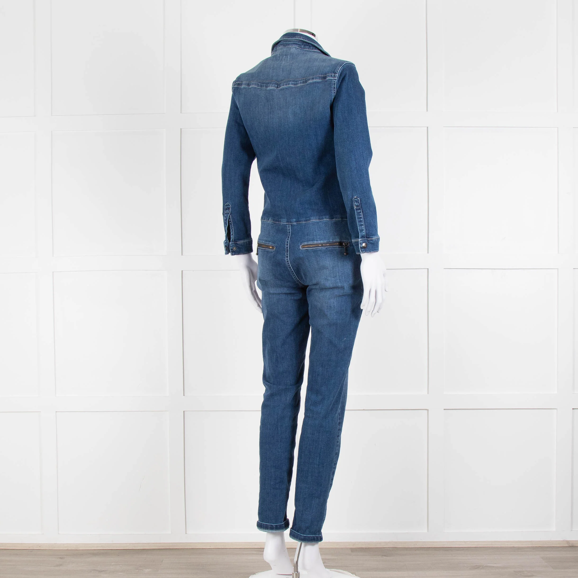 Ida Blue Front Zip Denim Jumpsuit - Image 4