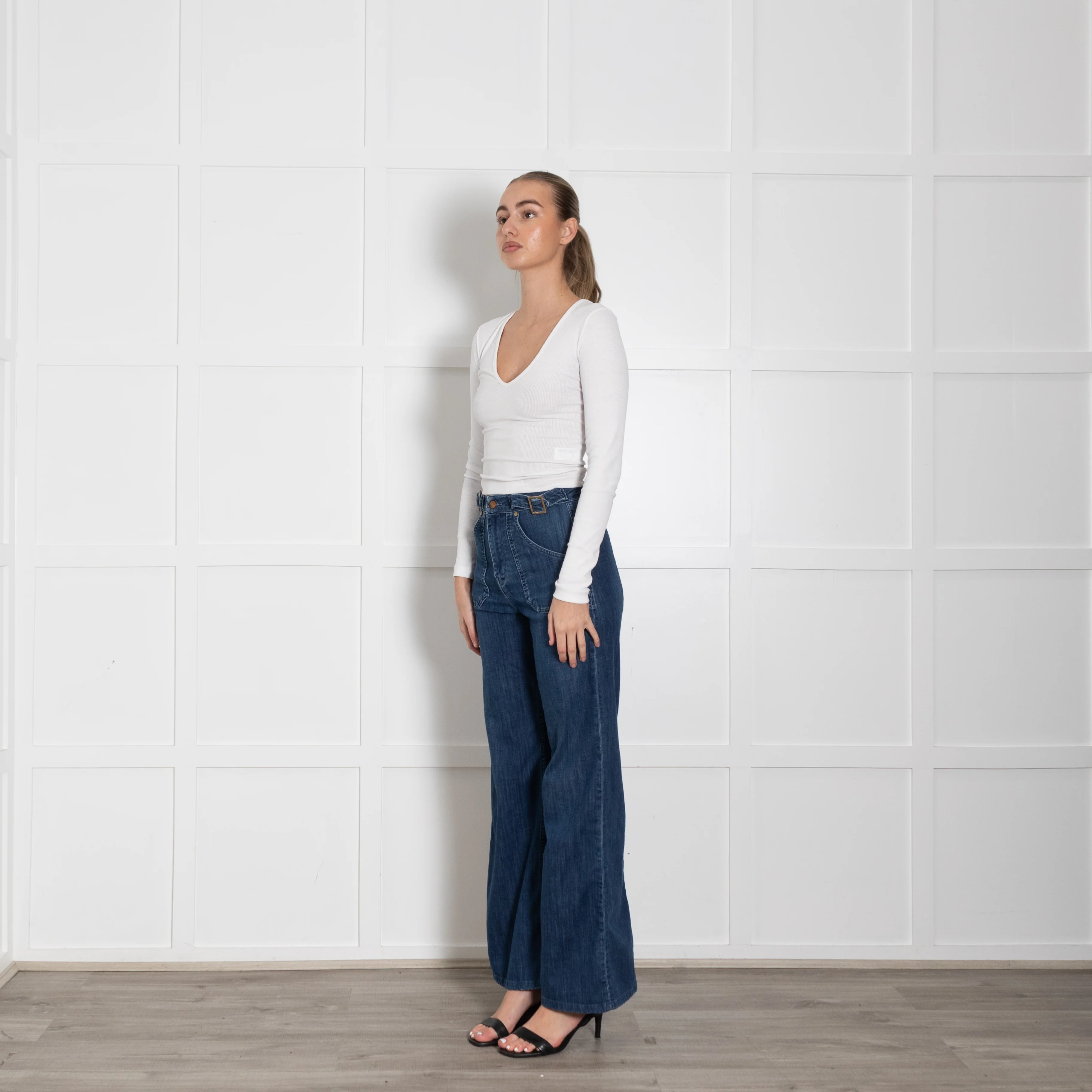 IDA Blue Wide Leg Front Pocket Buckle Jeans - Image 3