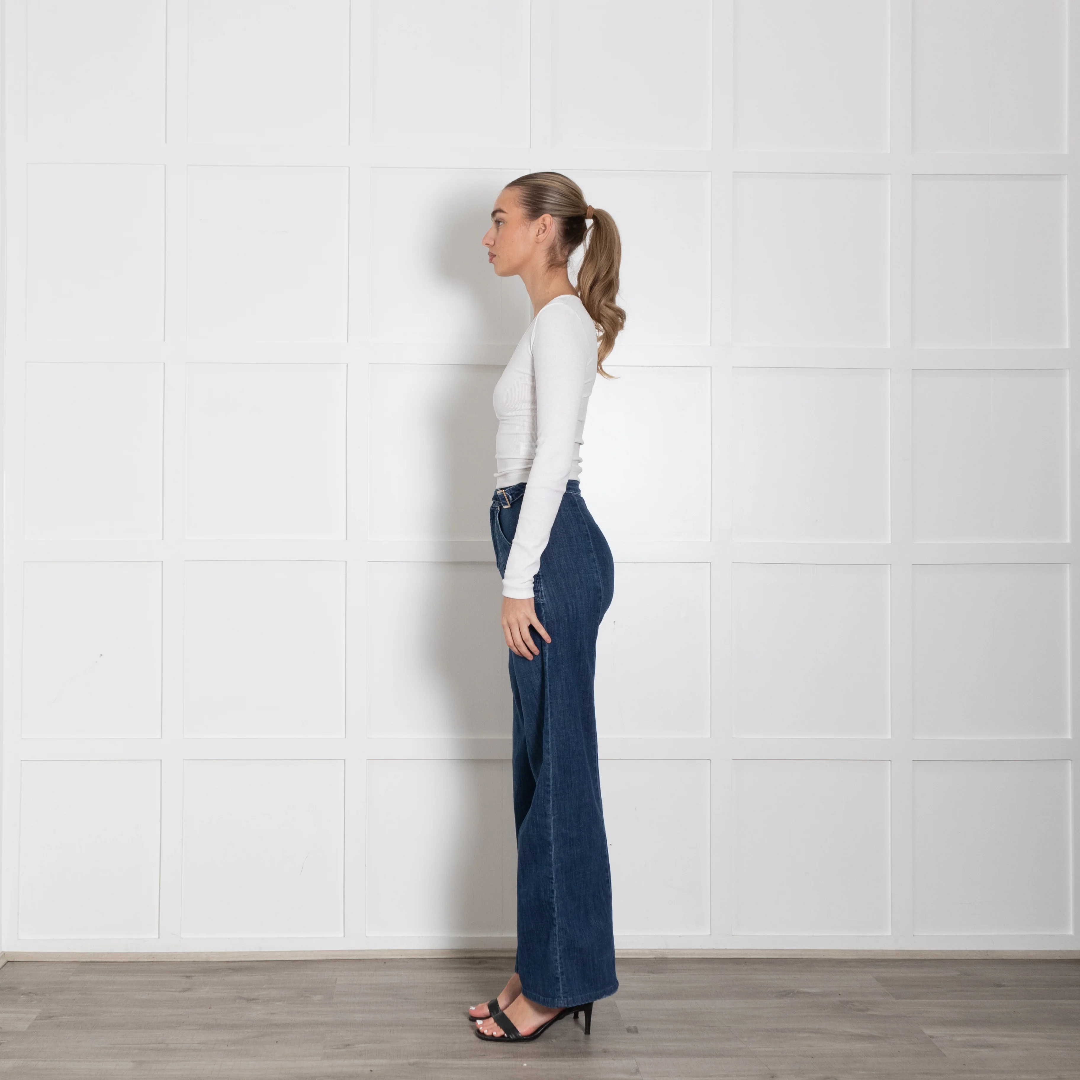 IDA Blue Wide Leg Front Pocket Buckle Jeans - Image 4