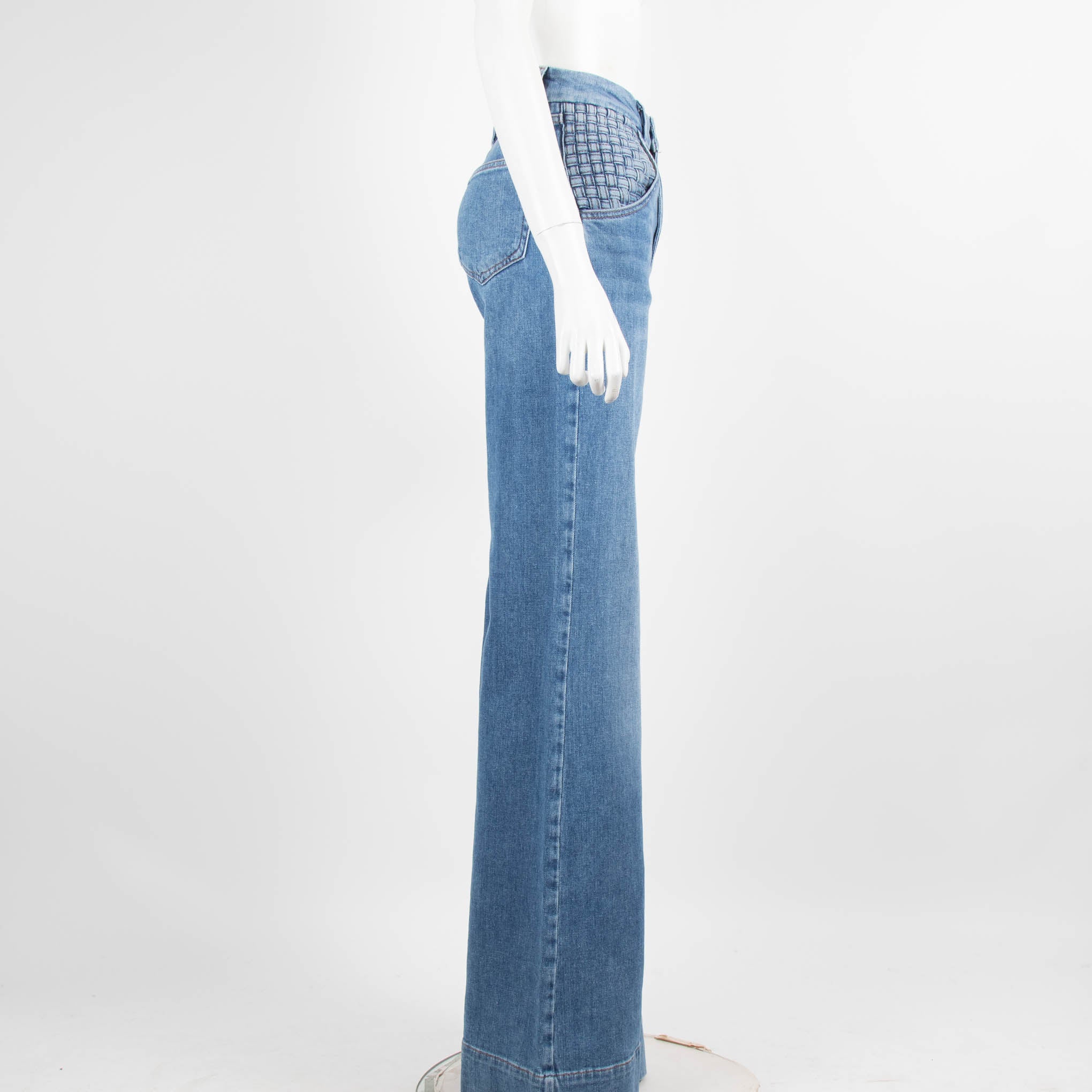 Ida Blue Woven Detailed Pocket Flared Jeans - Image 2