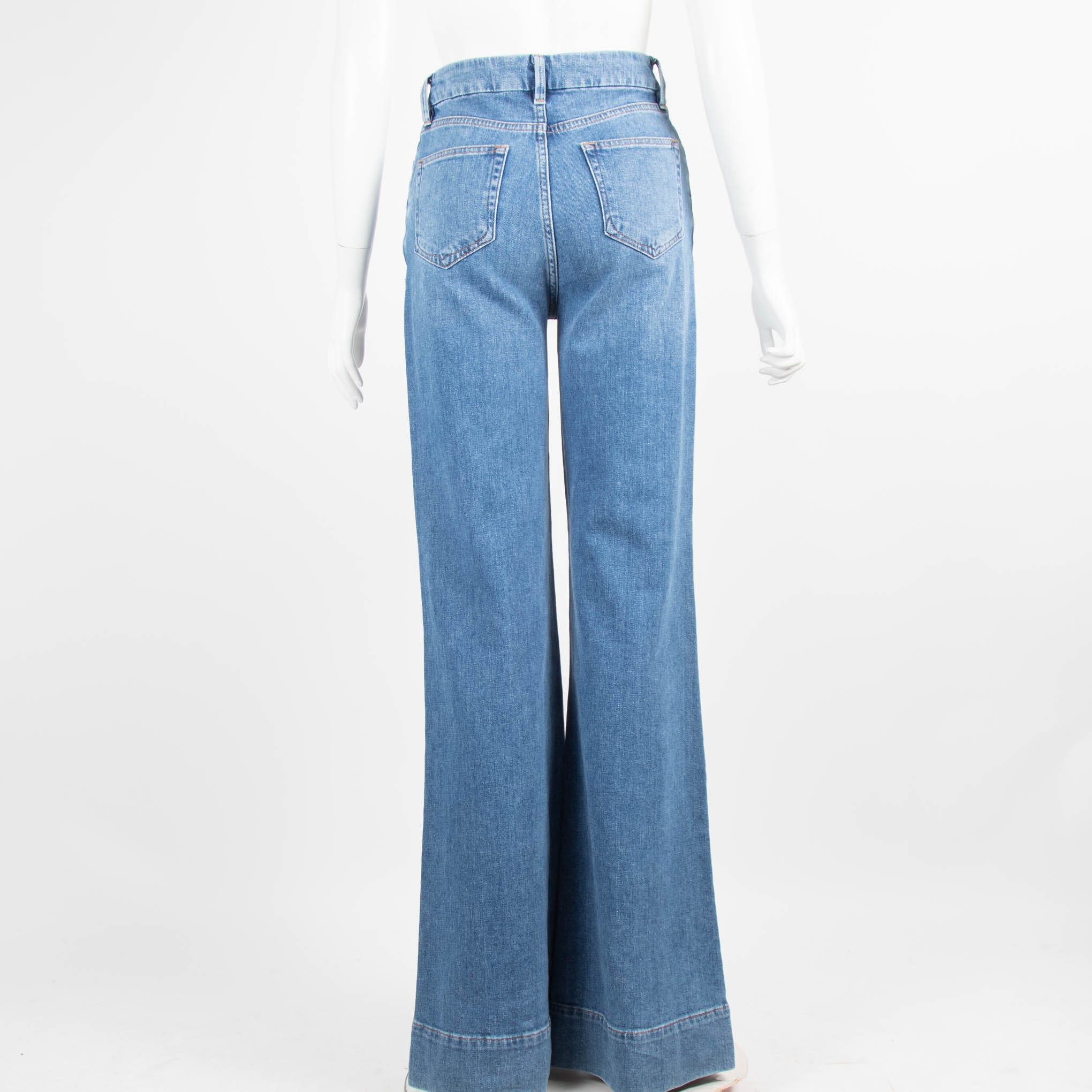Ida Blue Woven Detailed Pocket Flared Jeans - Image 3