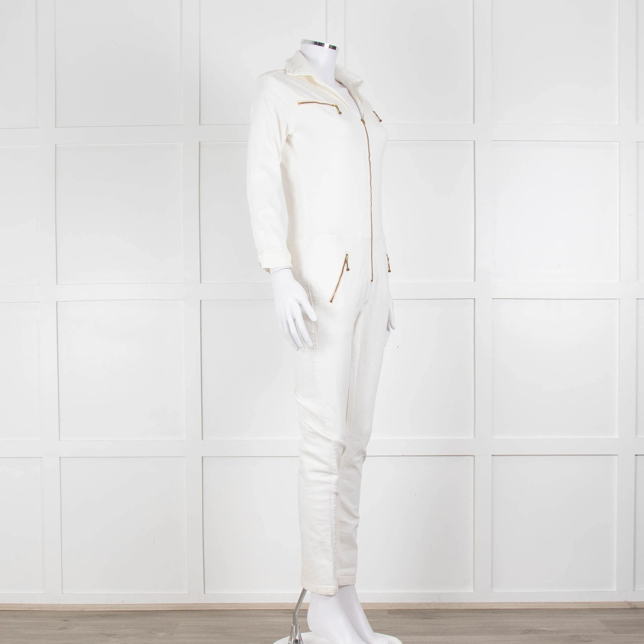 Ida Cream Denim Long Sleeve Jumpsuit - Image 2