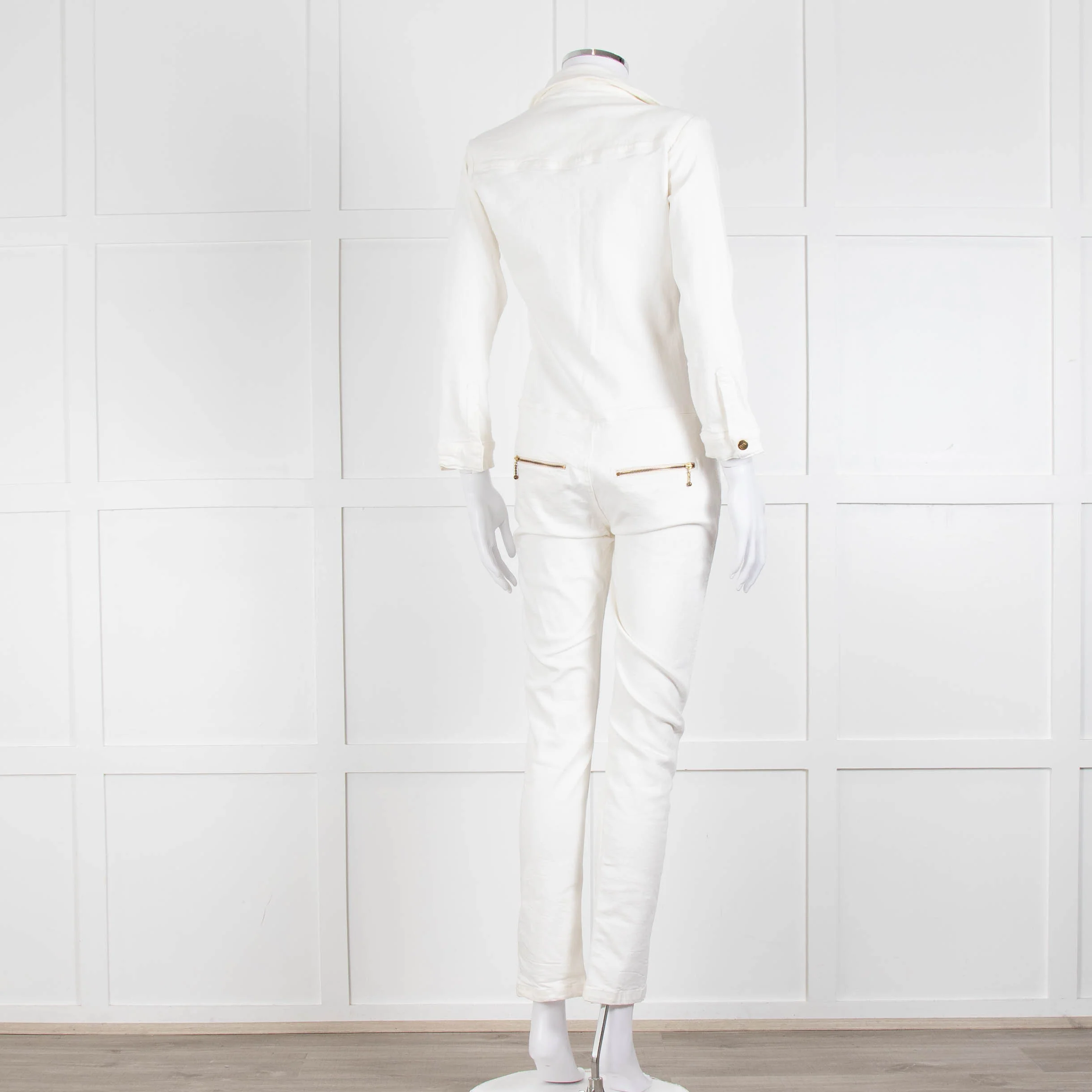 Ida Cream Denim Long Sleeve Jumpsuit - Image 4