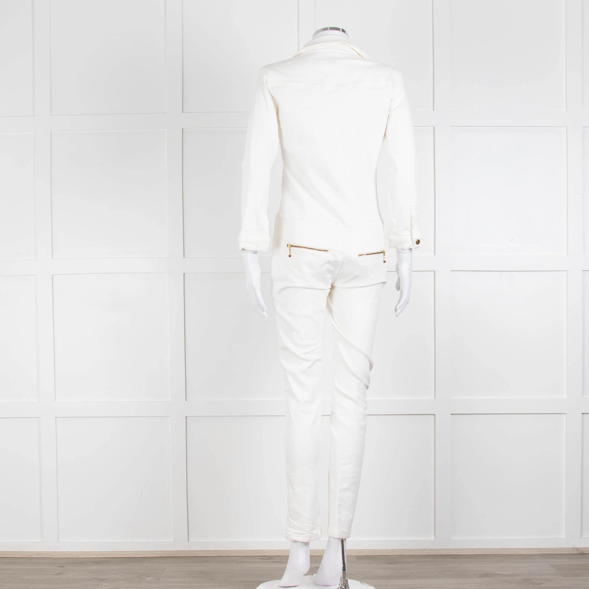 Ida Cream Denim Long Sleeve Jumpsuit - Image 5