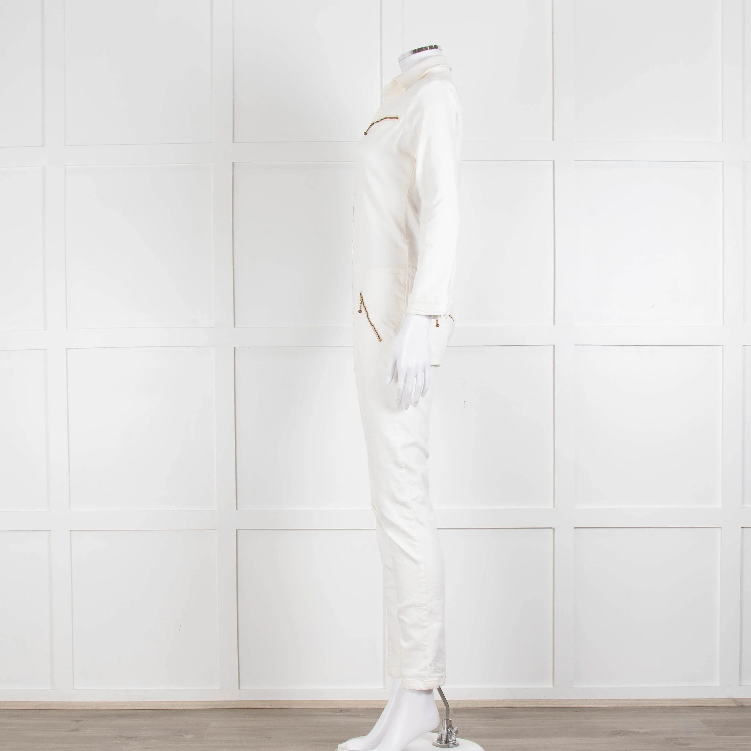 Ida Cream Denim Long Sleeve Jumpsuit - Image 7
