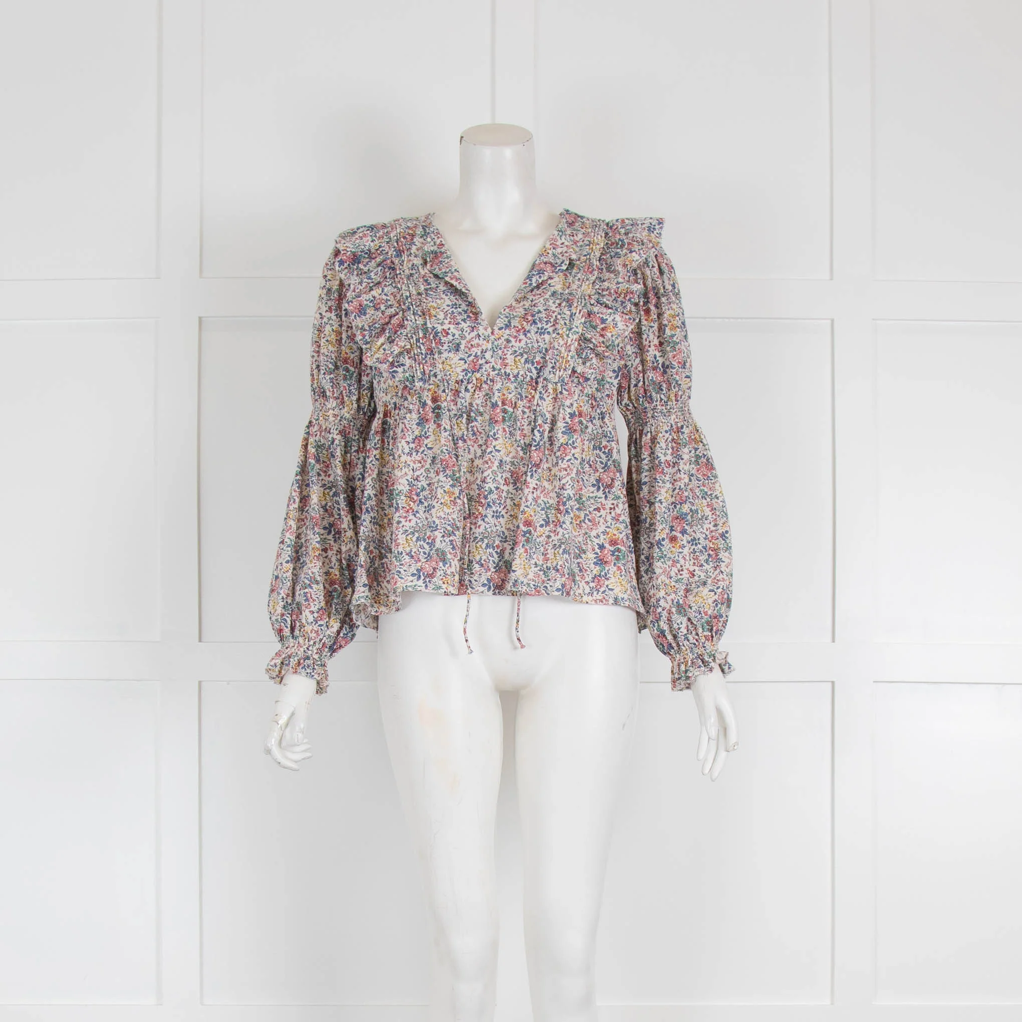 Idano Multicolour Floral and Frill Blouse
