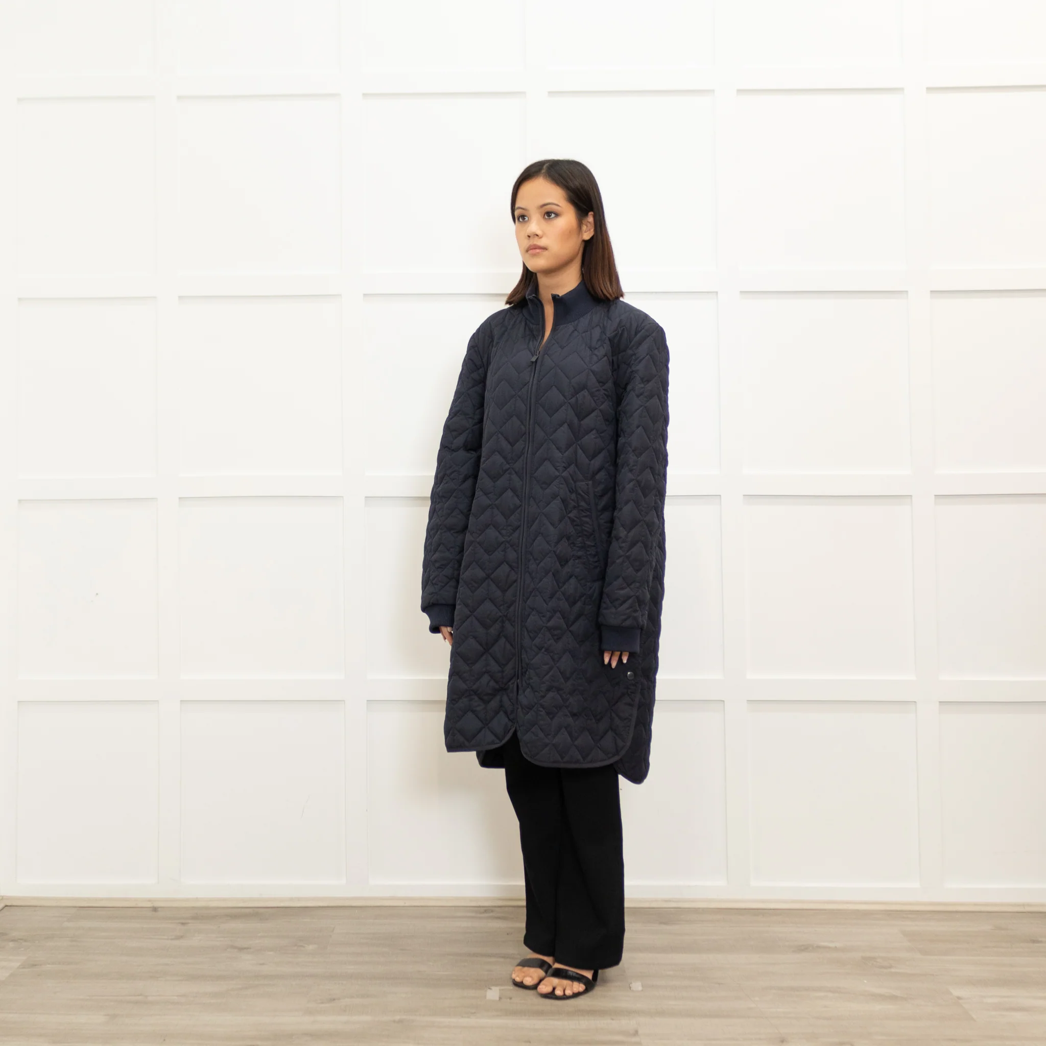 Ilse Jacobsen Navy Quilted Coat - Image 7
