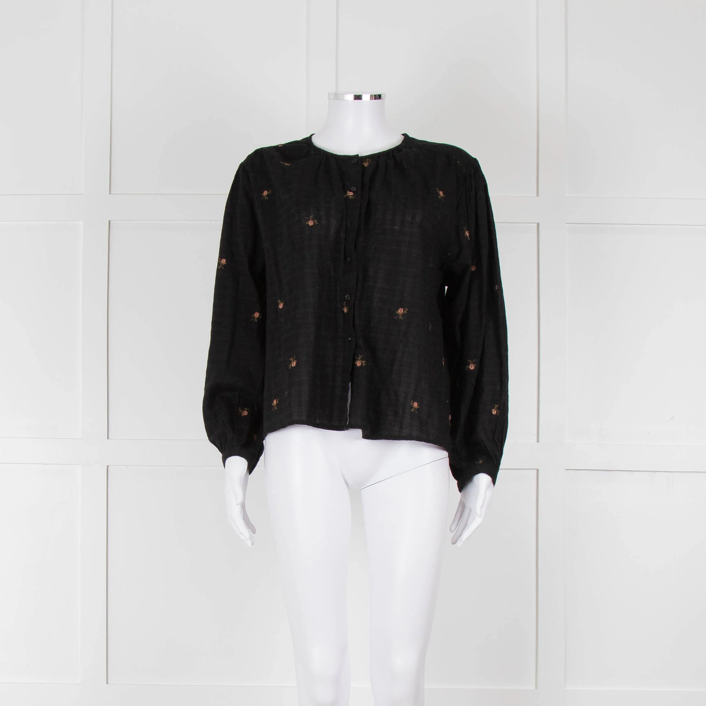 Indi & Cold Black Floral Button Up Front