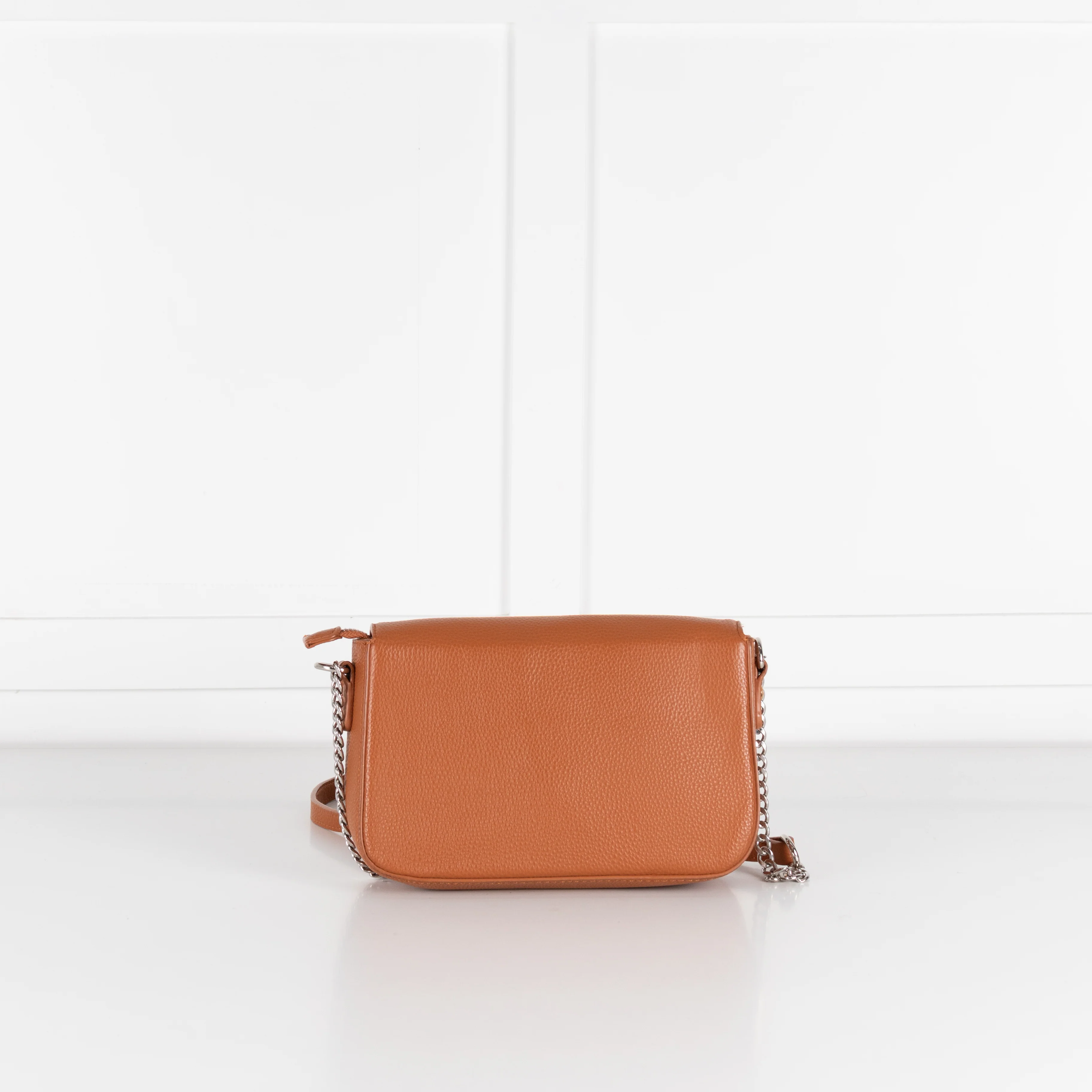 Ines De La Fressange Tan Grainy Leather Crossbody Bag - Image 7