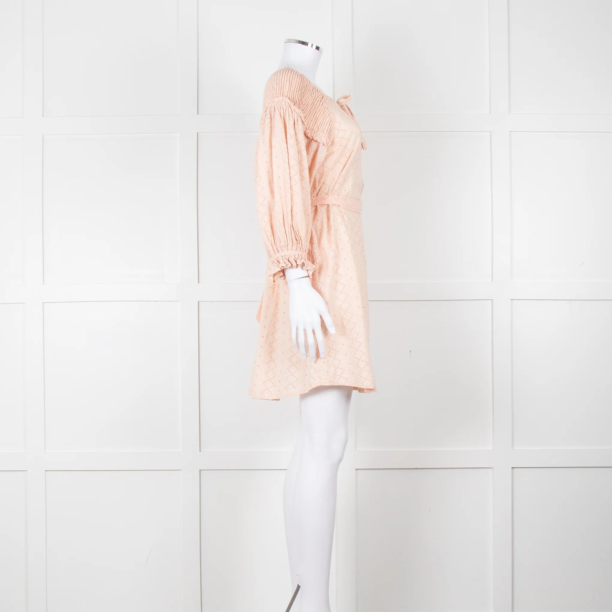 Innika Choo Pink Broderie Anglaise Short Dress With Tie Belt - Image 3