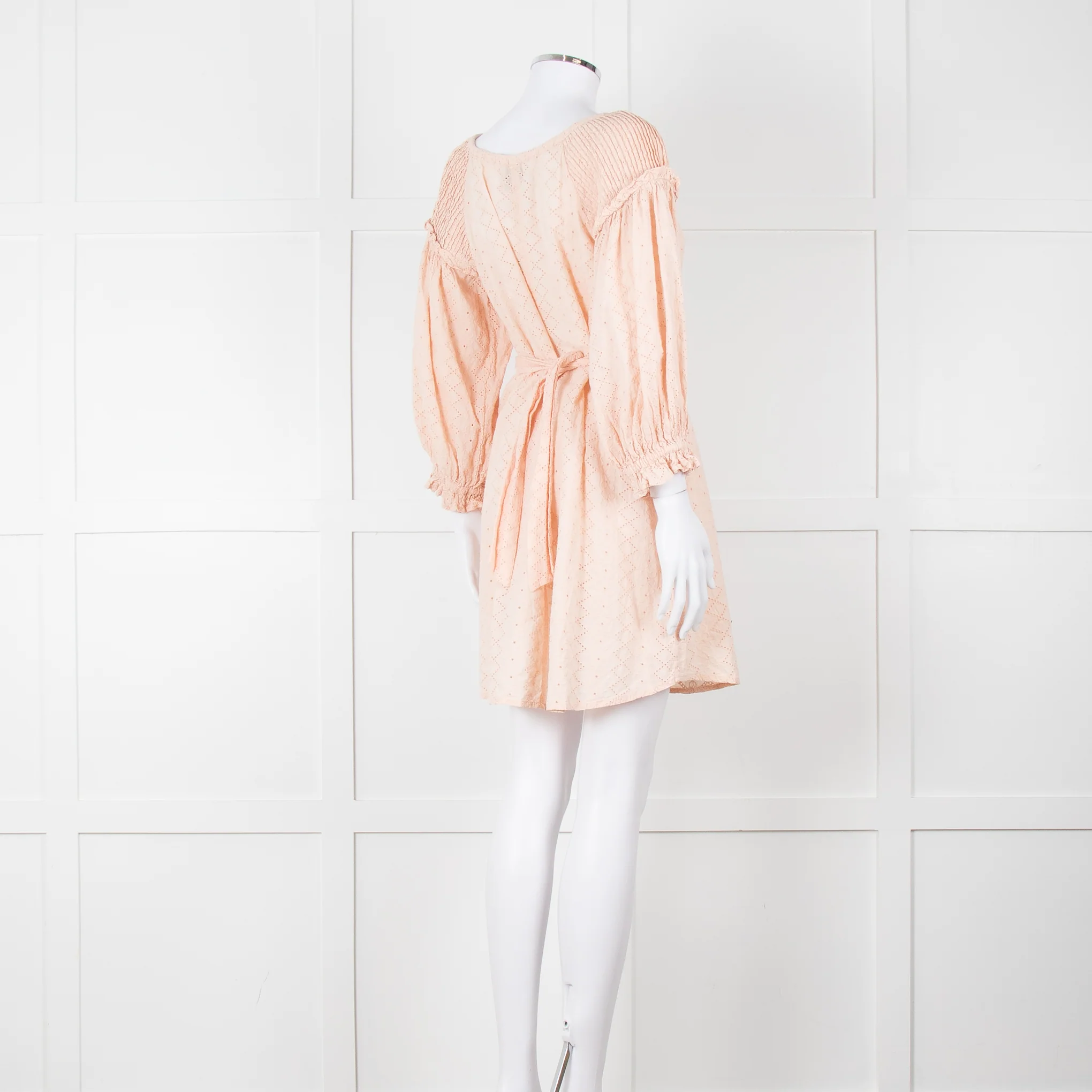 Innika Choo Pink Broderie Anglaise Short Dress With Tie Belt - Image 4