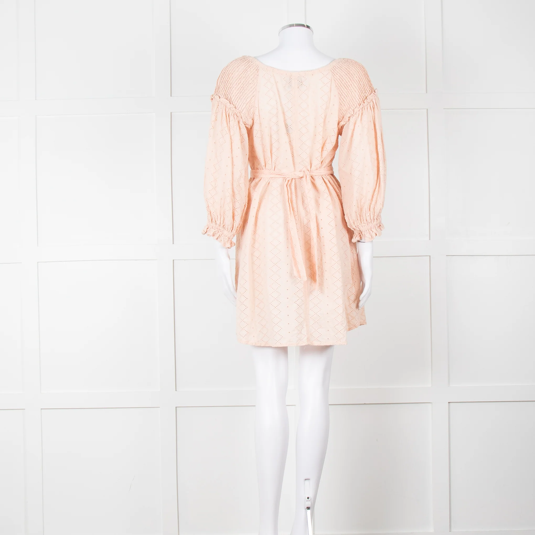 Innika Choo Pink Broderie Anglaise Short Dress With Tie Belt - Image 5