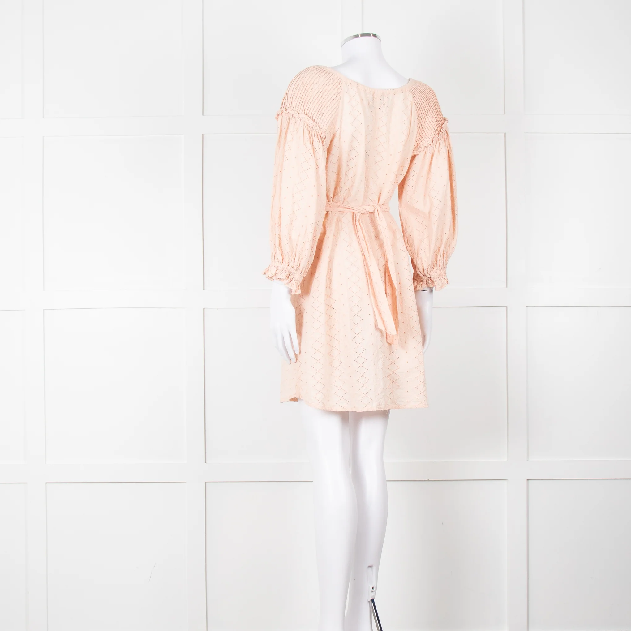 Innika Choo Pink Broderie Anglaise Short Dress With Tie Belt - Image 6