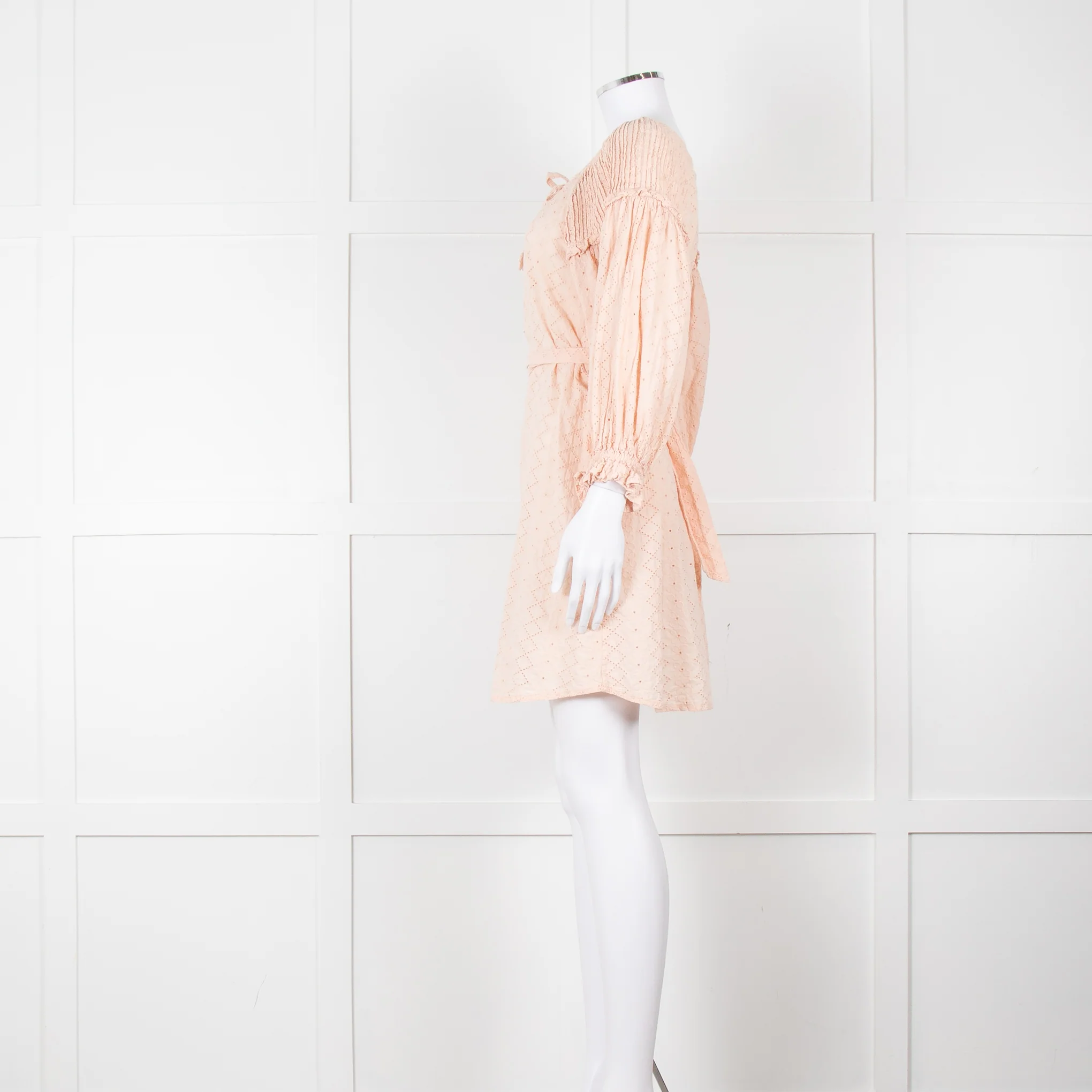 Innika Choo Pink Broderie Anglaise Short Dress With Tie Belt - Image 7