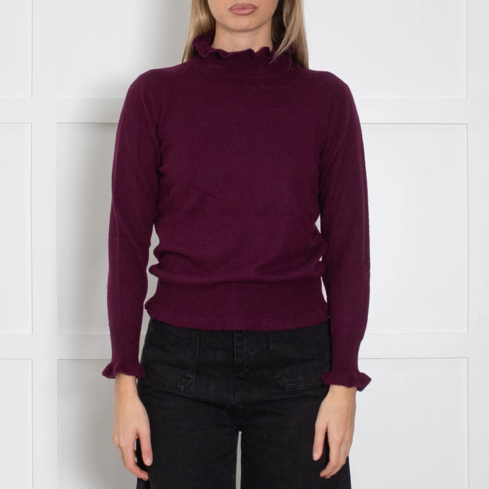 Iris Aubergine Wool Blend High Neck Sweater - Image 2
