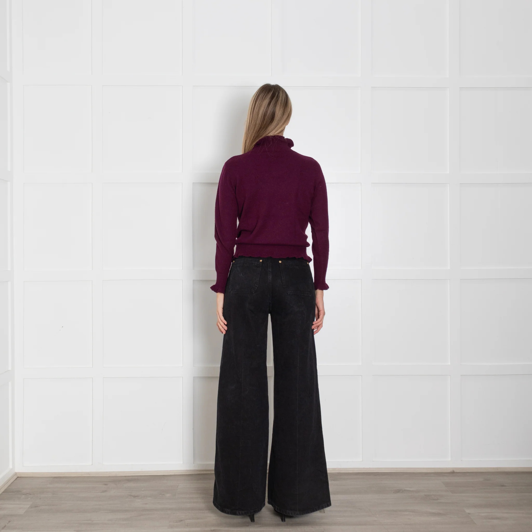 Iris Aubergine Wool Blend High Neck Sweater - Image 5
