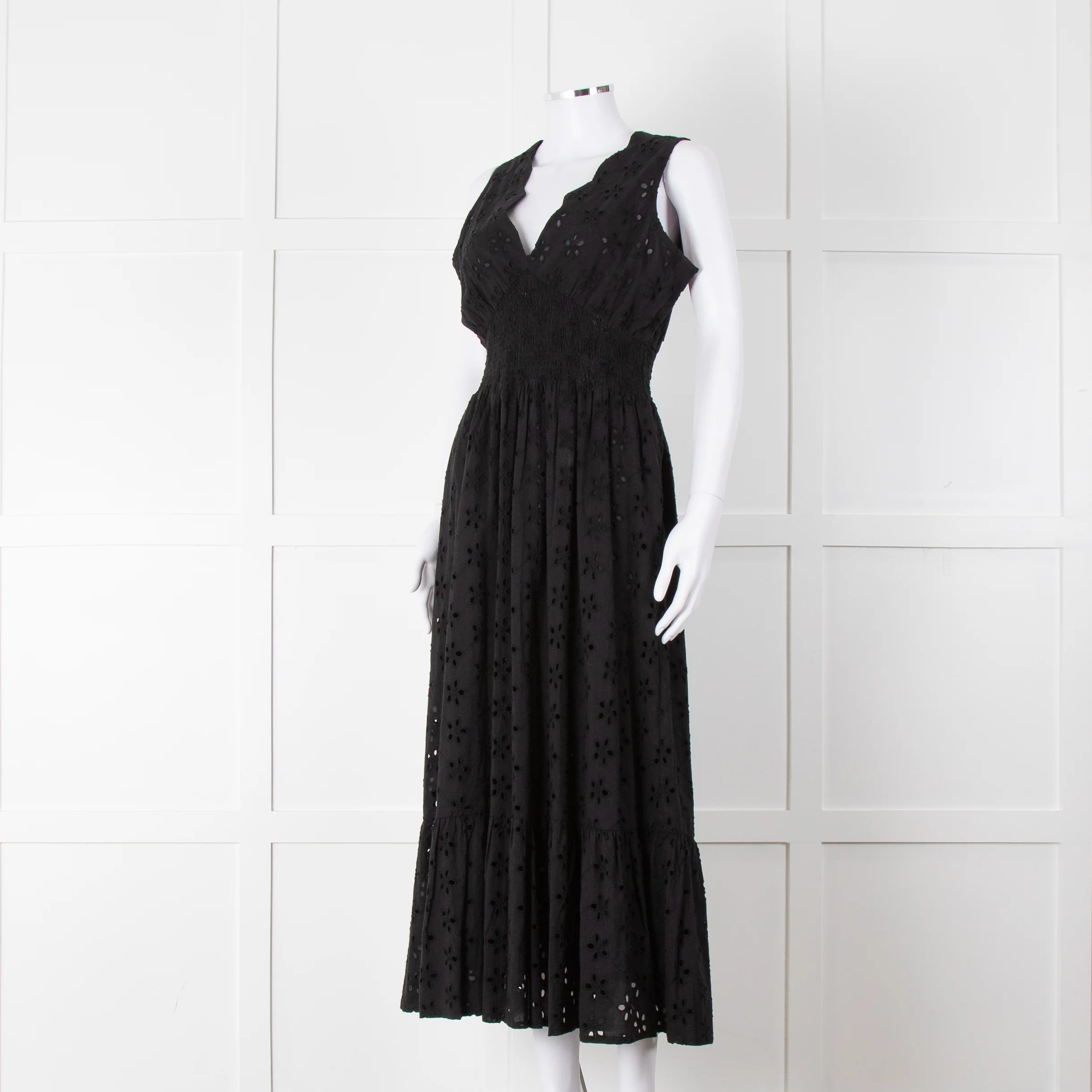 Iris Black Broderie Anglaise Sleeveless Maxi Dress - Image 8