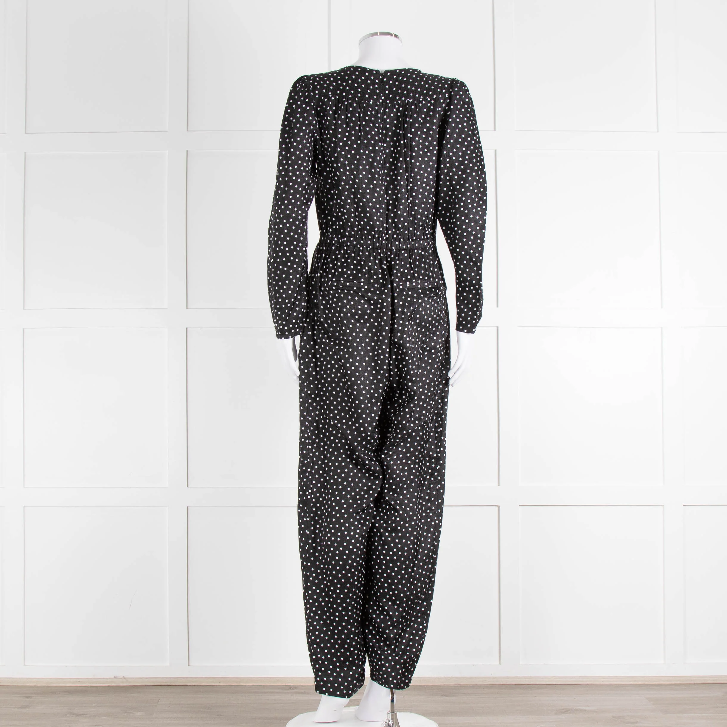 Iris Black White Polka Dot Long Sleeve Jumpsuit - Image 5