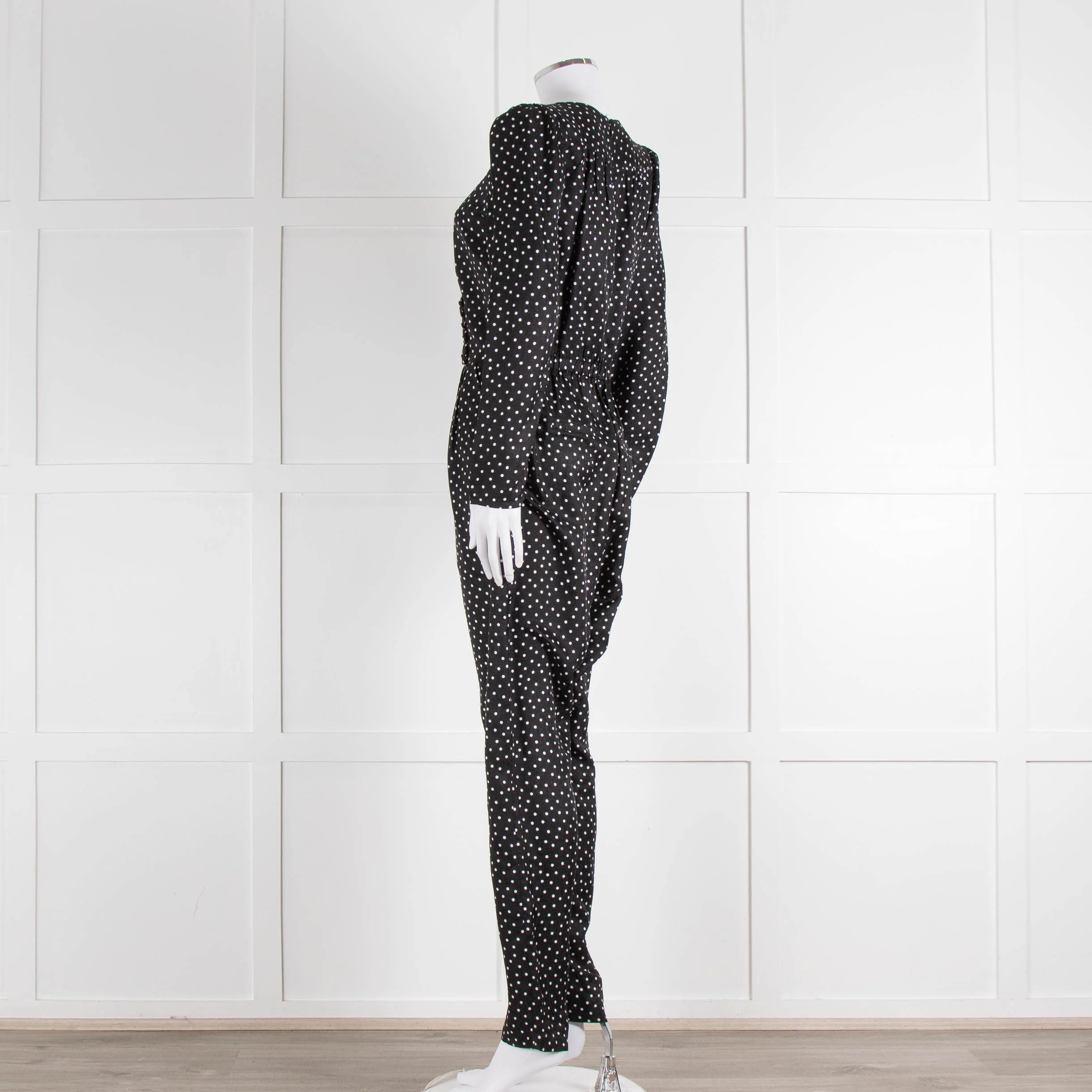 Iris Black White Polka Dot Long Sleeve Jumpsuit - Image 6