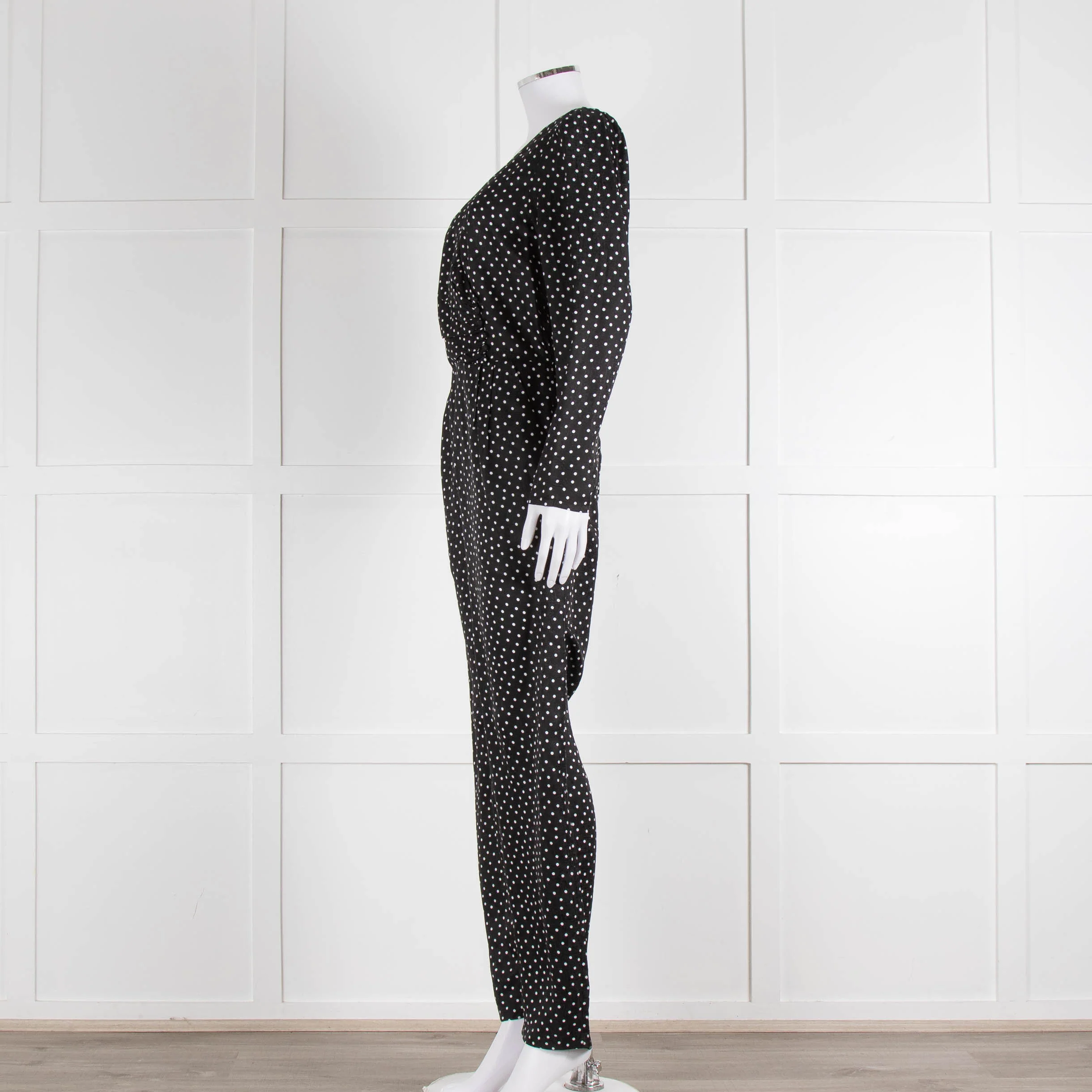 Iris Black White Polka Dot Long Sleeve Jumpsuit - Image 7