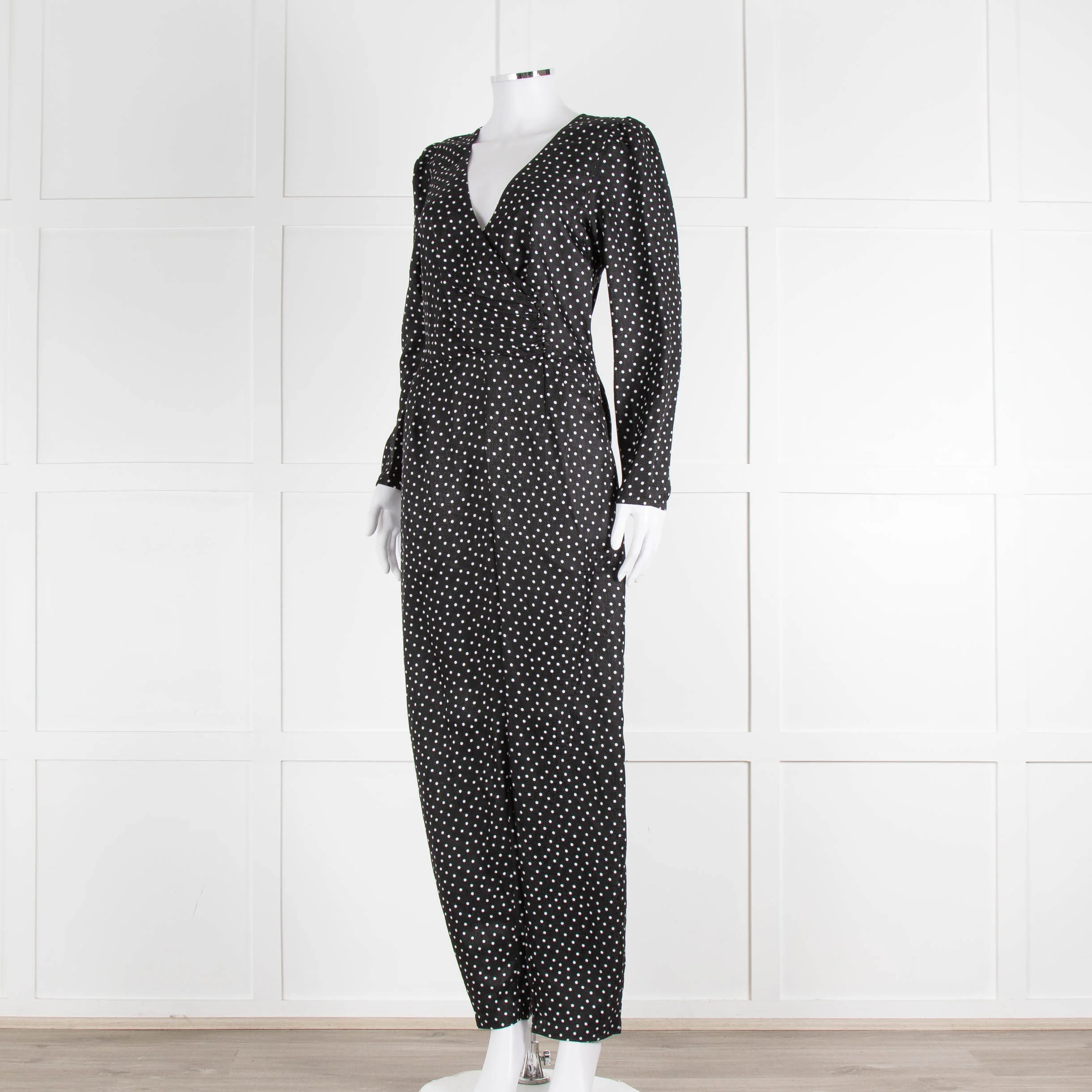 Iris Black White Polka Dot Long Sleeve Jumpsuit - Image 8