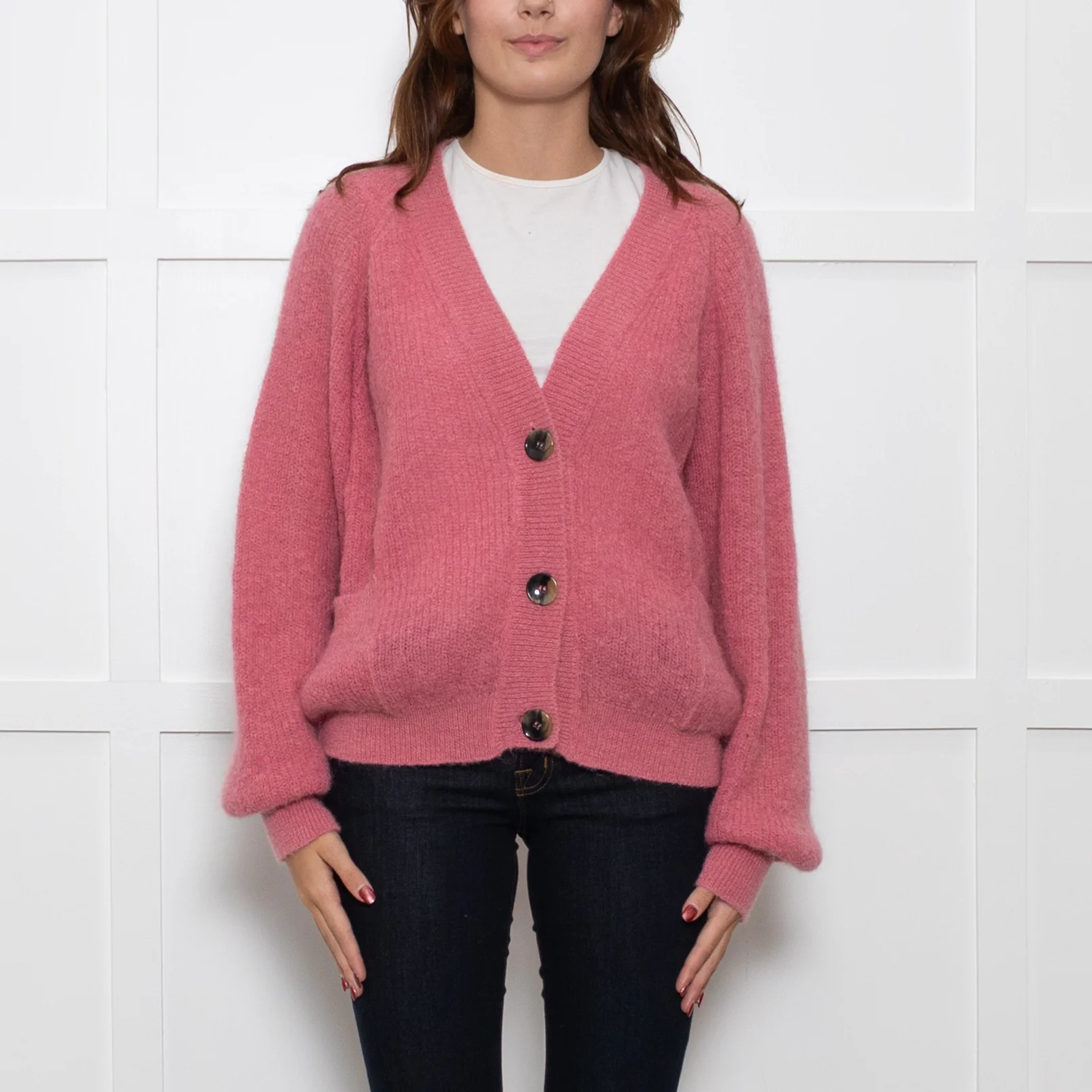 Iris Blush Pink Wool Blend Cardigan - Image 2