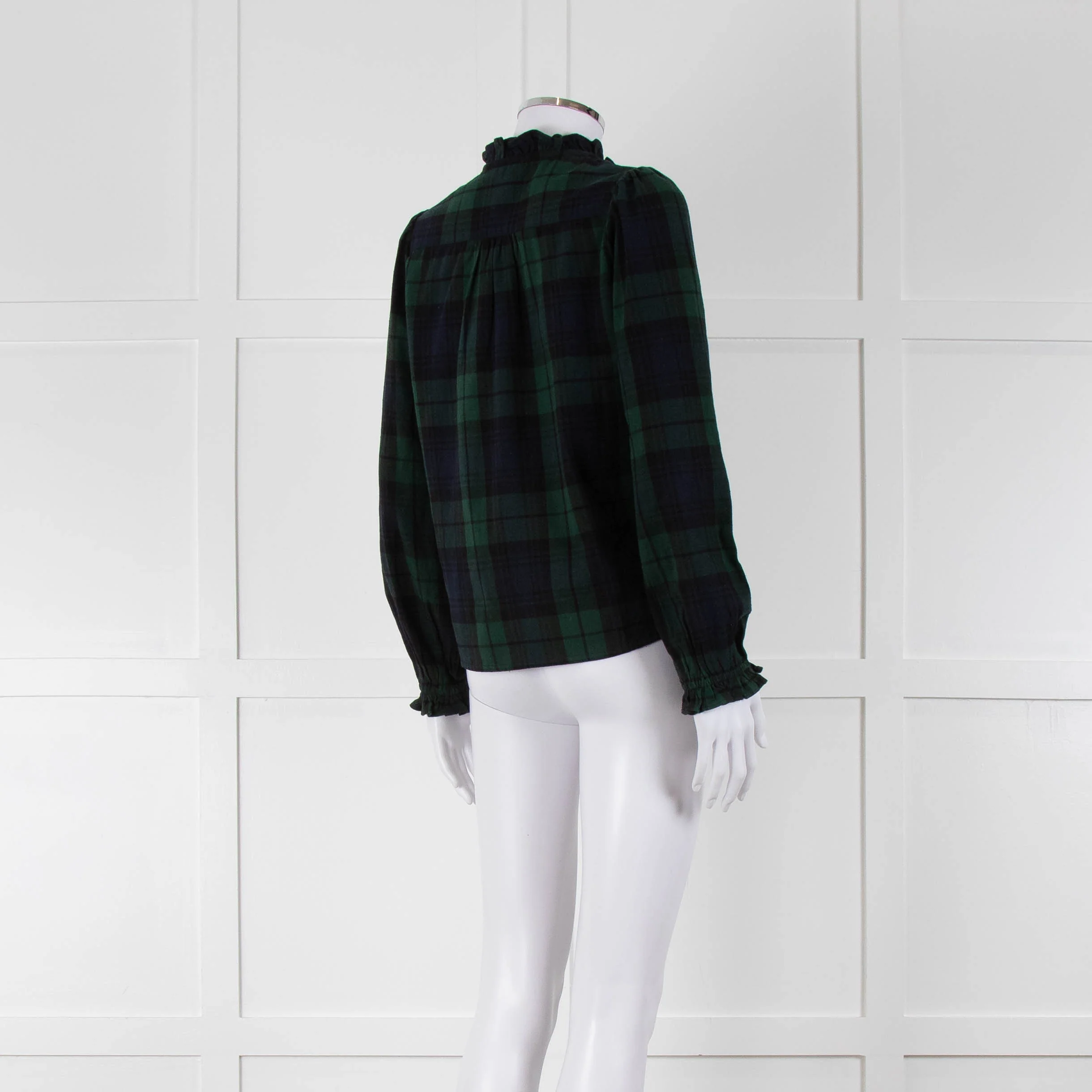Iris Green Navy Check Frill Trim Shirt - Image 4