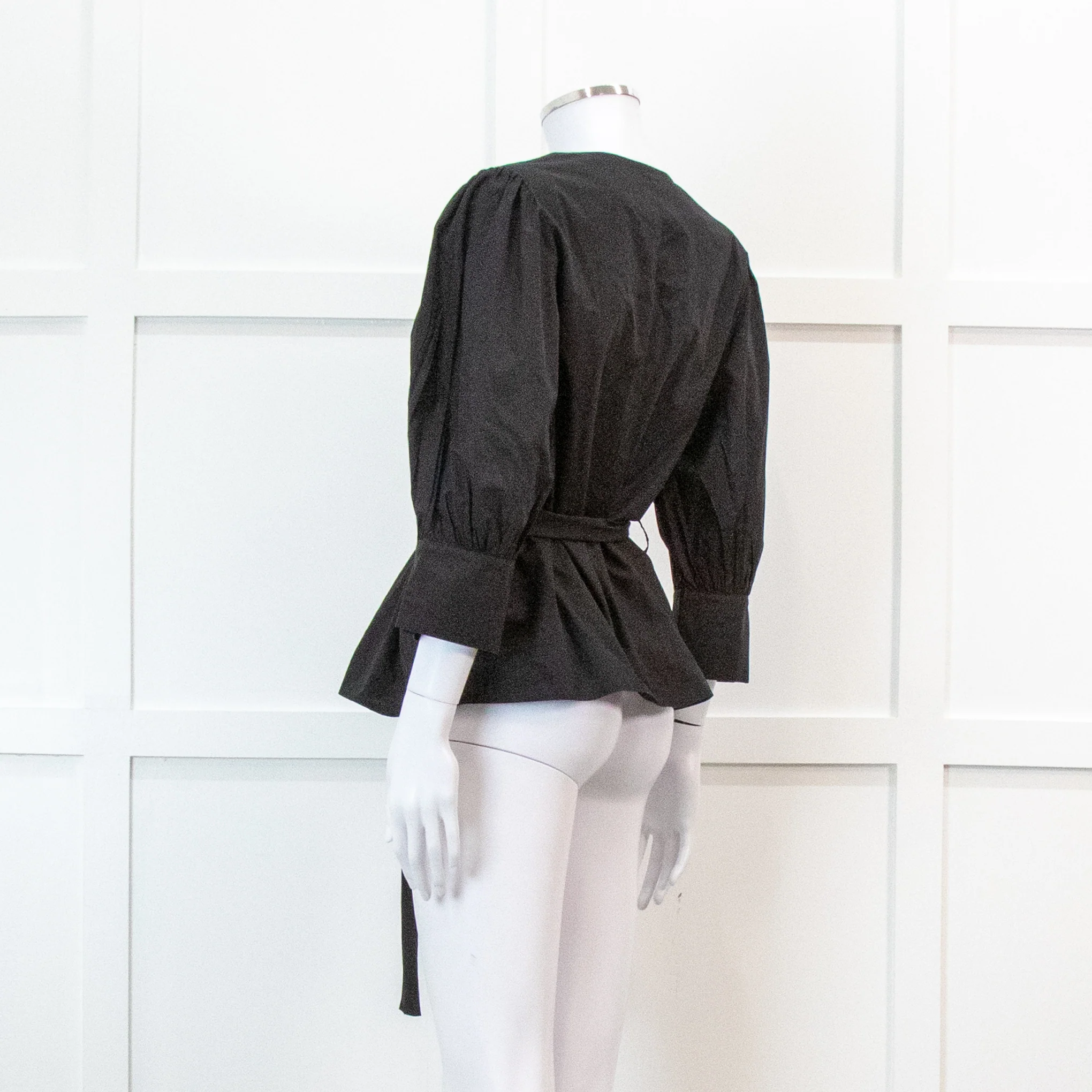 Iris & Ink Black Cotton Wrap Shirt with Belt - Image 6