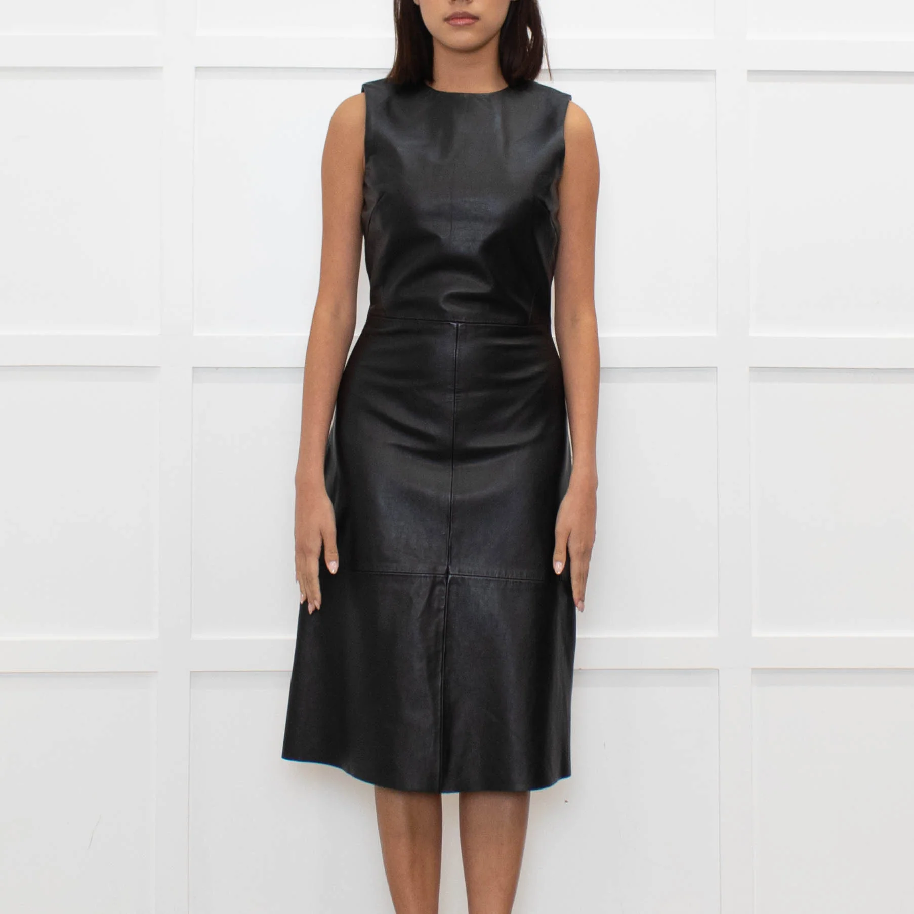 Iris & Ink Black Leather Sleeveless Dress - Image 2
