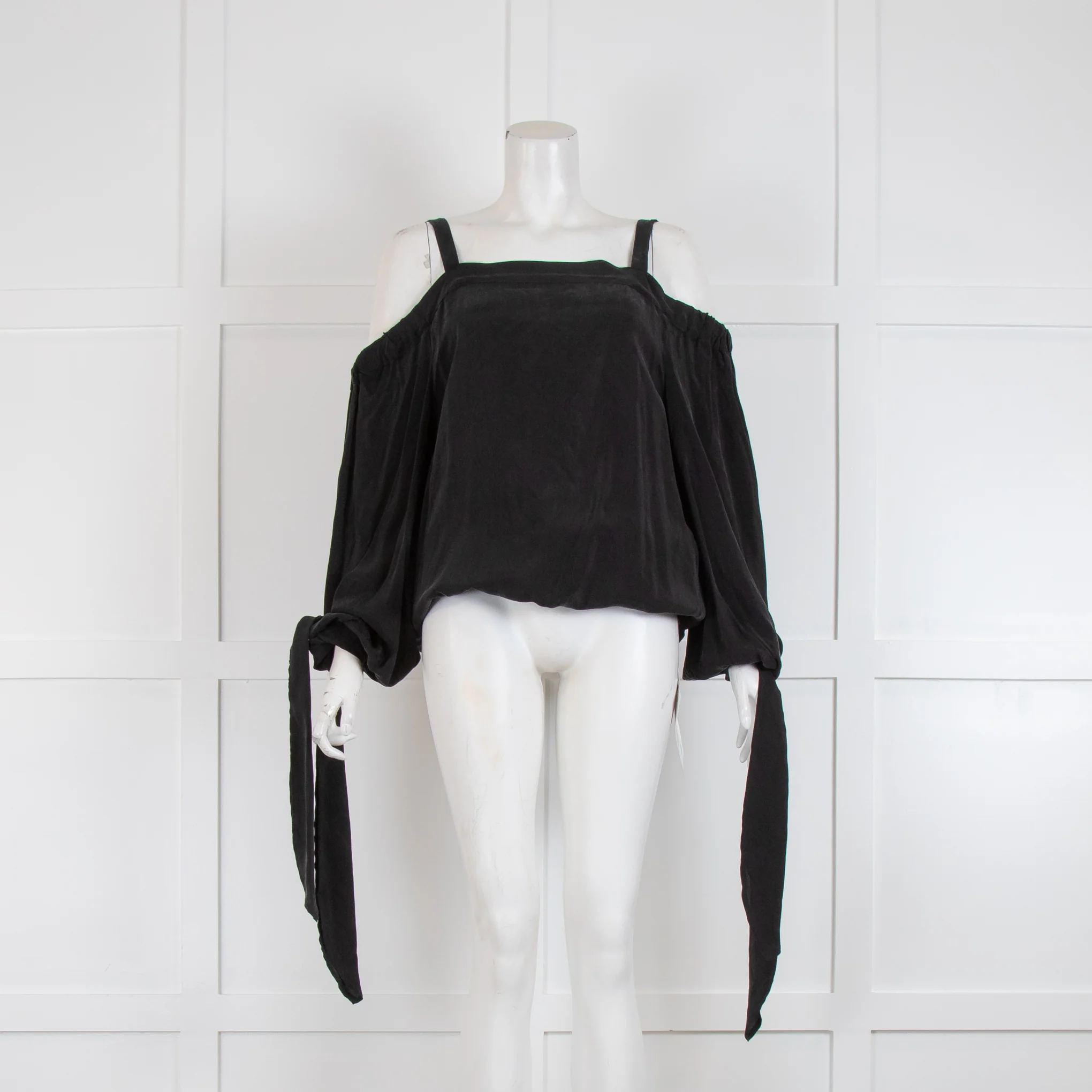 Iris & Ink Black Off Shoulder Top with Elasticated Hem