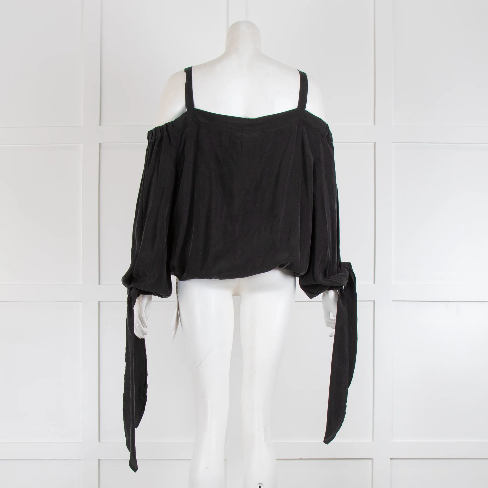 Iris & Ink Black Off Shoulder Top with Elasticated Hem - Image 3