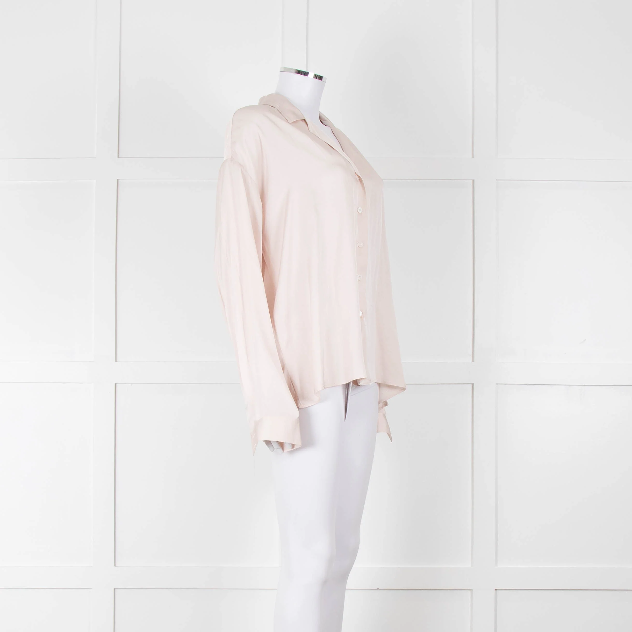 Iris & Ink Cream Satin Over Sized Pyjama Style Shirt - Image 2