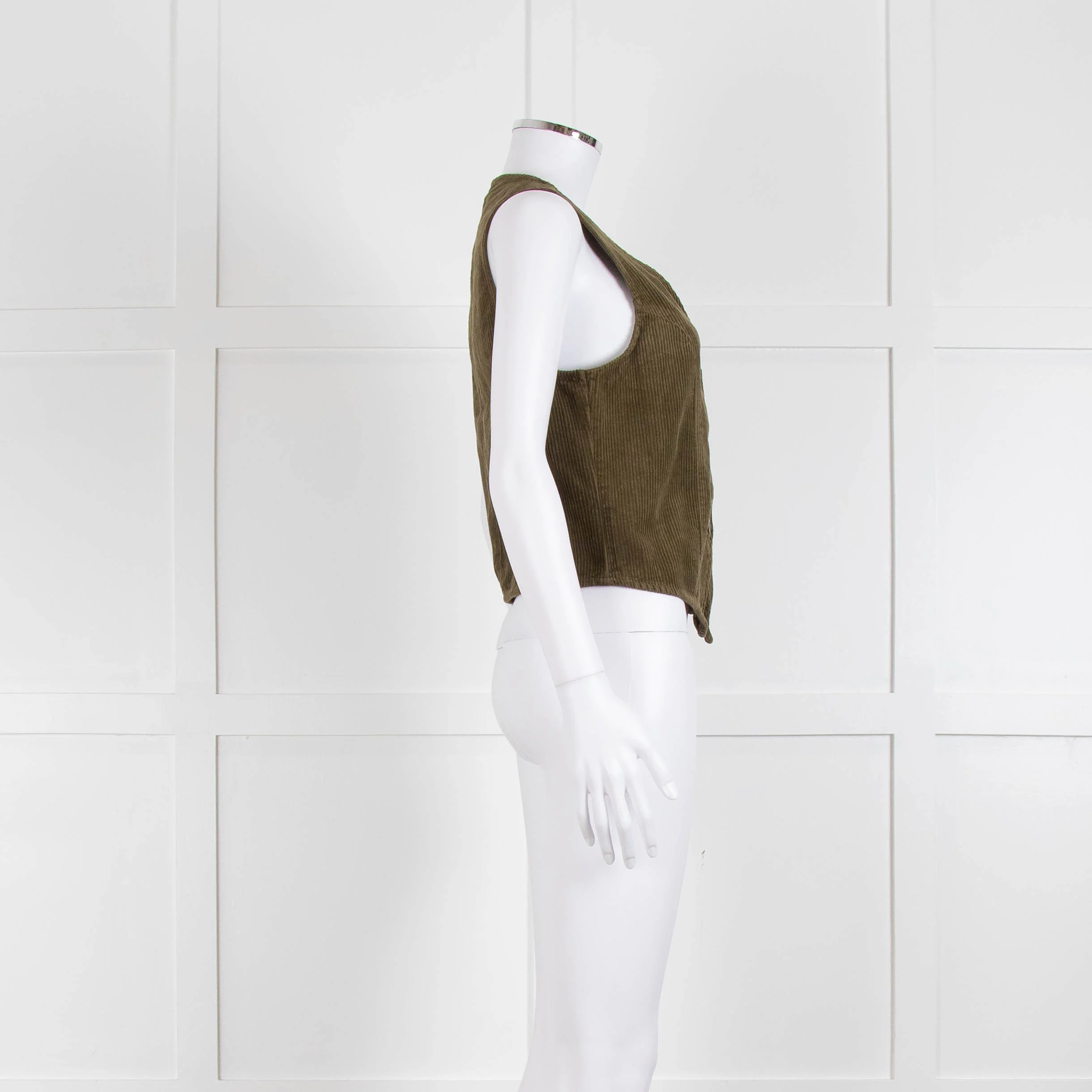 Iris Khaki Corduroy Waistcoat - Image 3