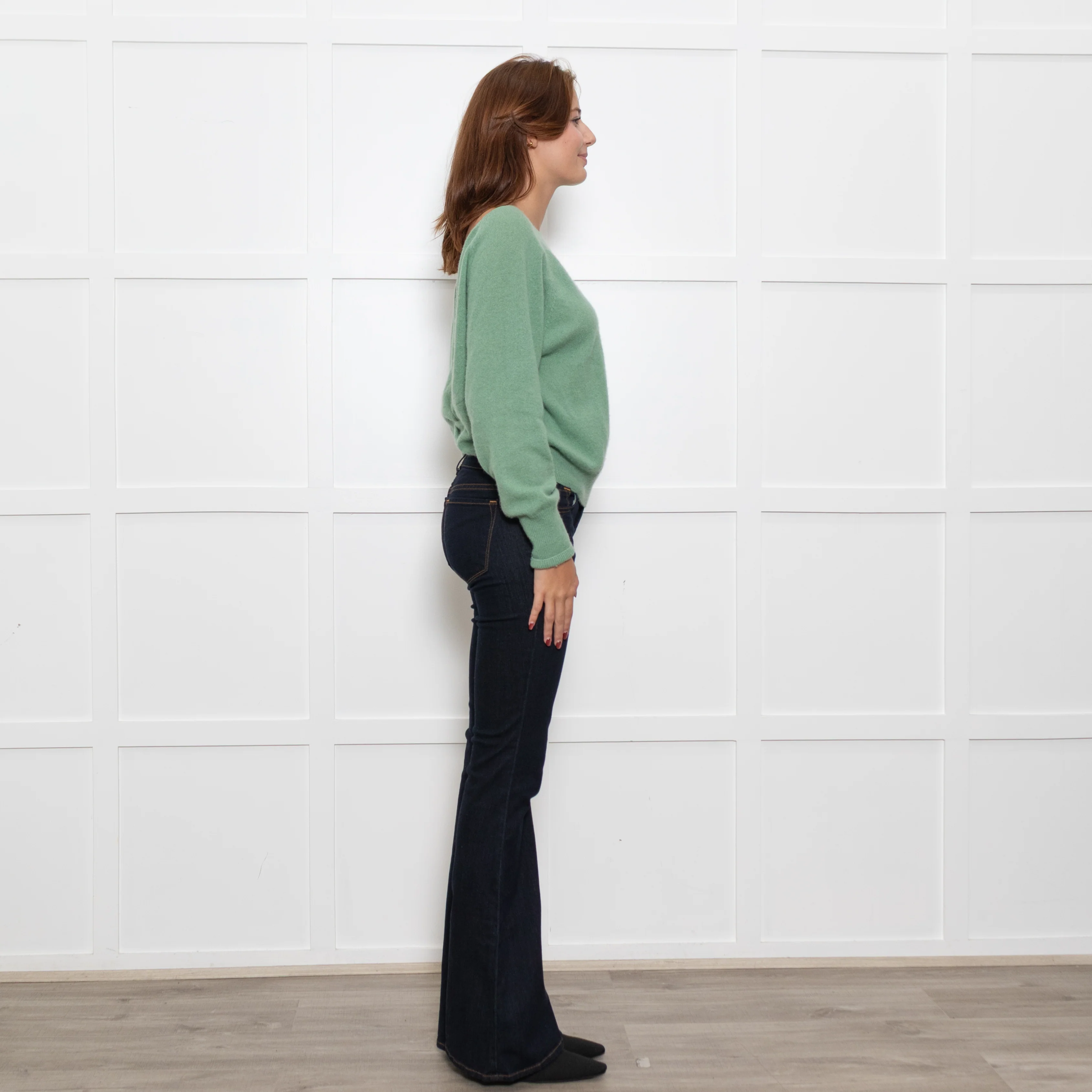 Iris Pale Green Cashmere Twist V Back Jumper - Image 6