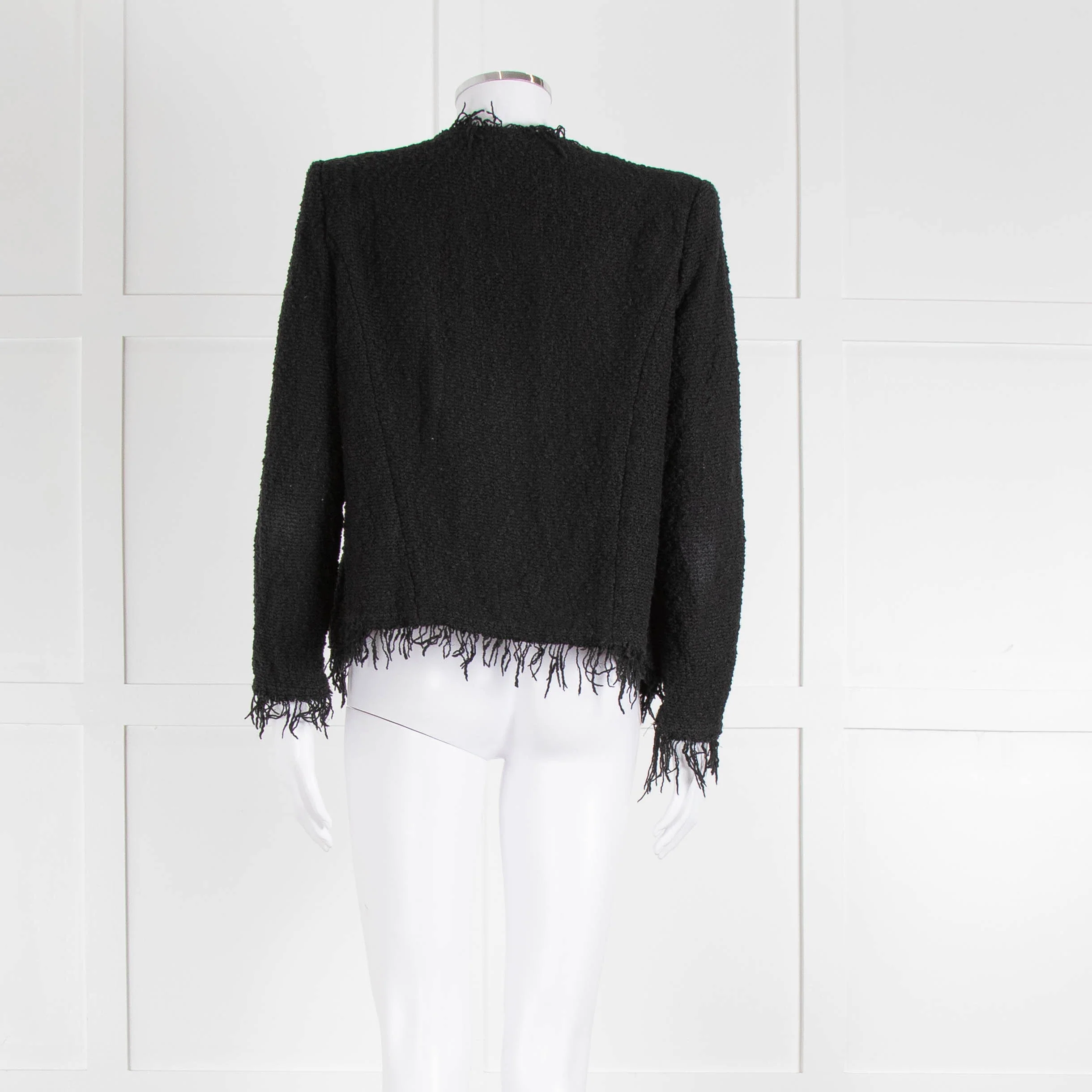 Iro Black Cotton Knitted Fringe Jacket - Image 5