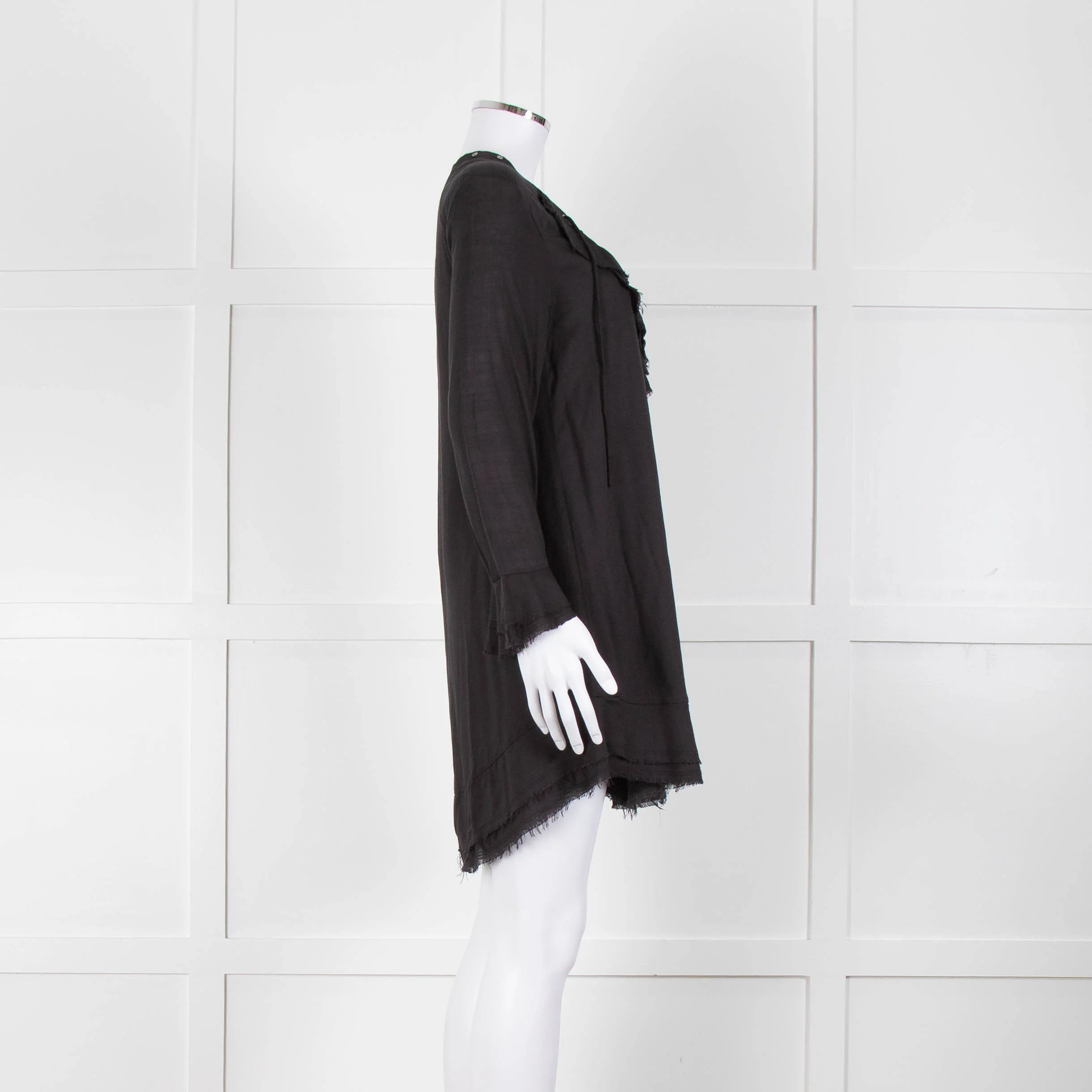 Iro Black Florine Black Mini Dress with Eyelet Neck - Image 3