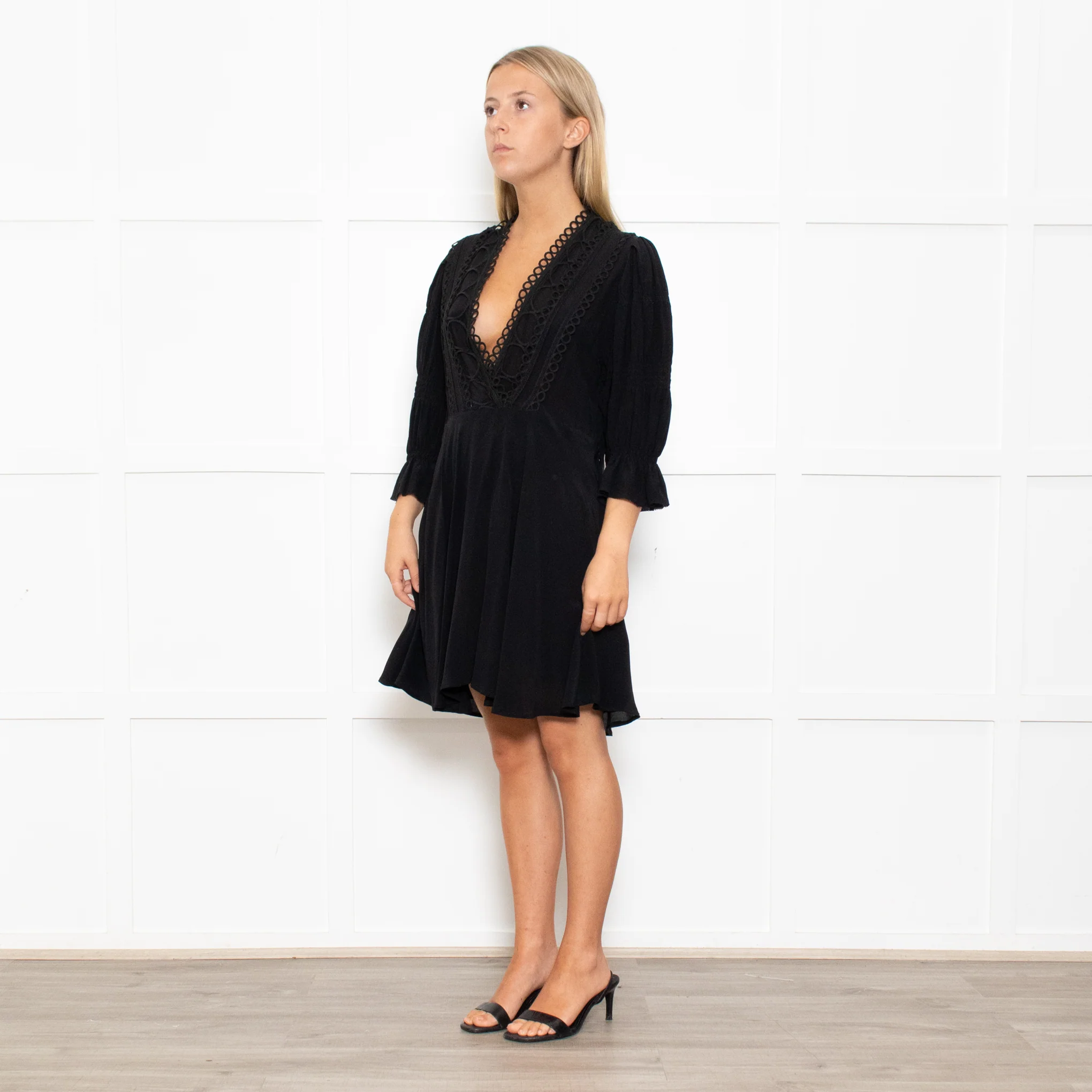 Iro Black Lace Trim Mini Dress - Image 3